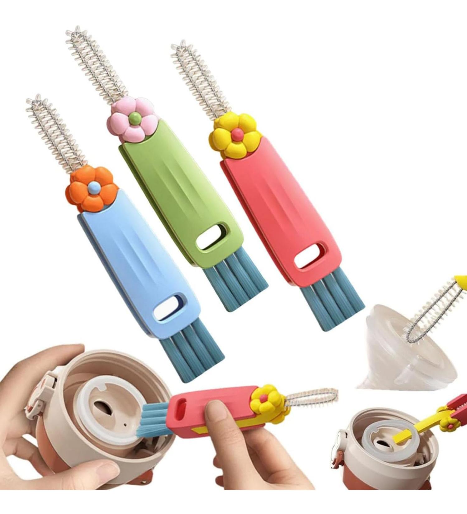 3 in 1 Cup Lid Cleaning Brush Multifunctional Crevice Cleaning Brush for Gap Tight Spaces Cup Portable Bottle Cleaner Brush 3 Pcs - Buy Online on GoSupps.com