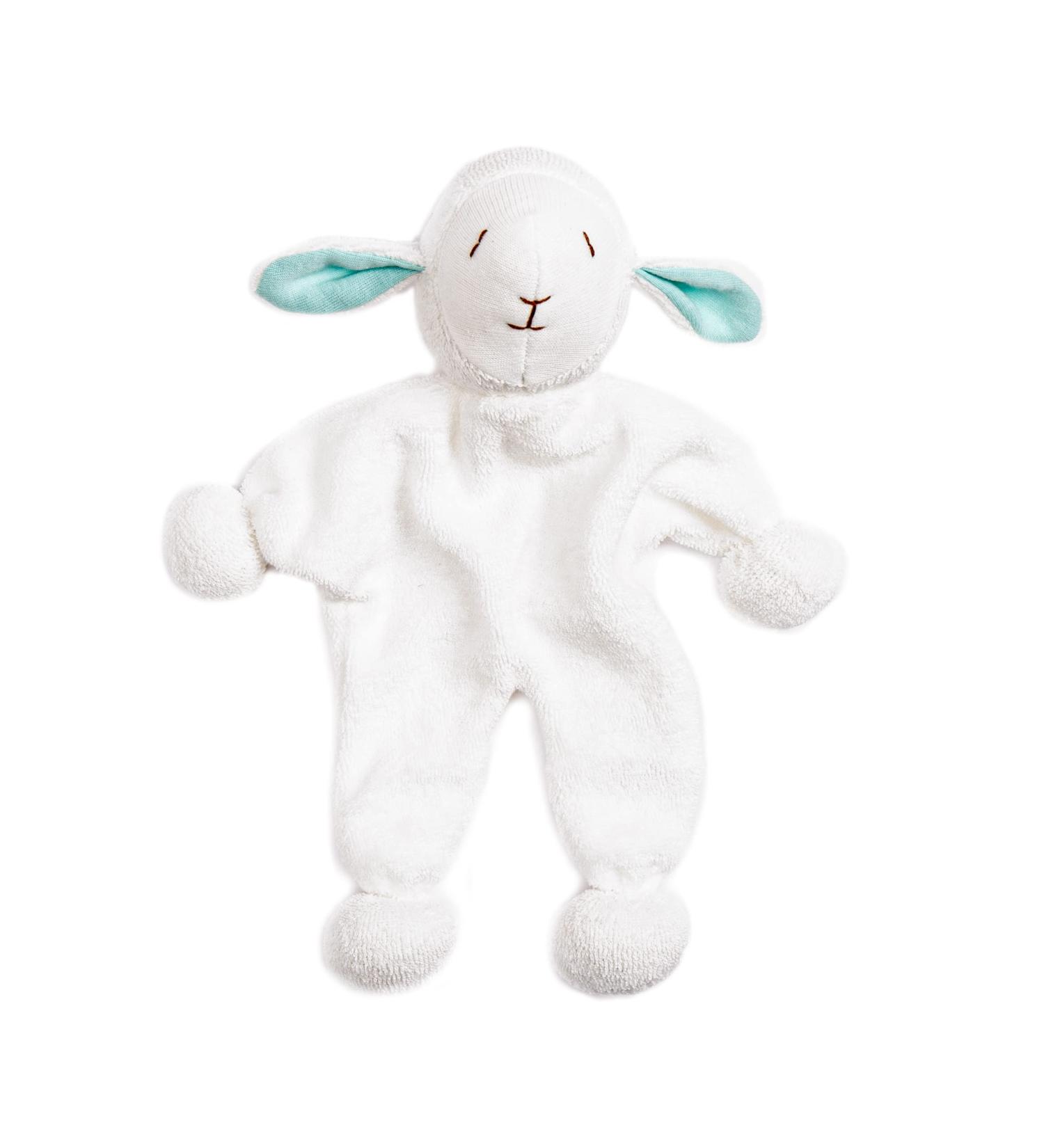 Under the Nile Organic Cotton Lulu The Flat Lamb Toy  Size 9 Tall Blue