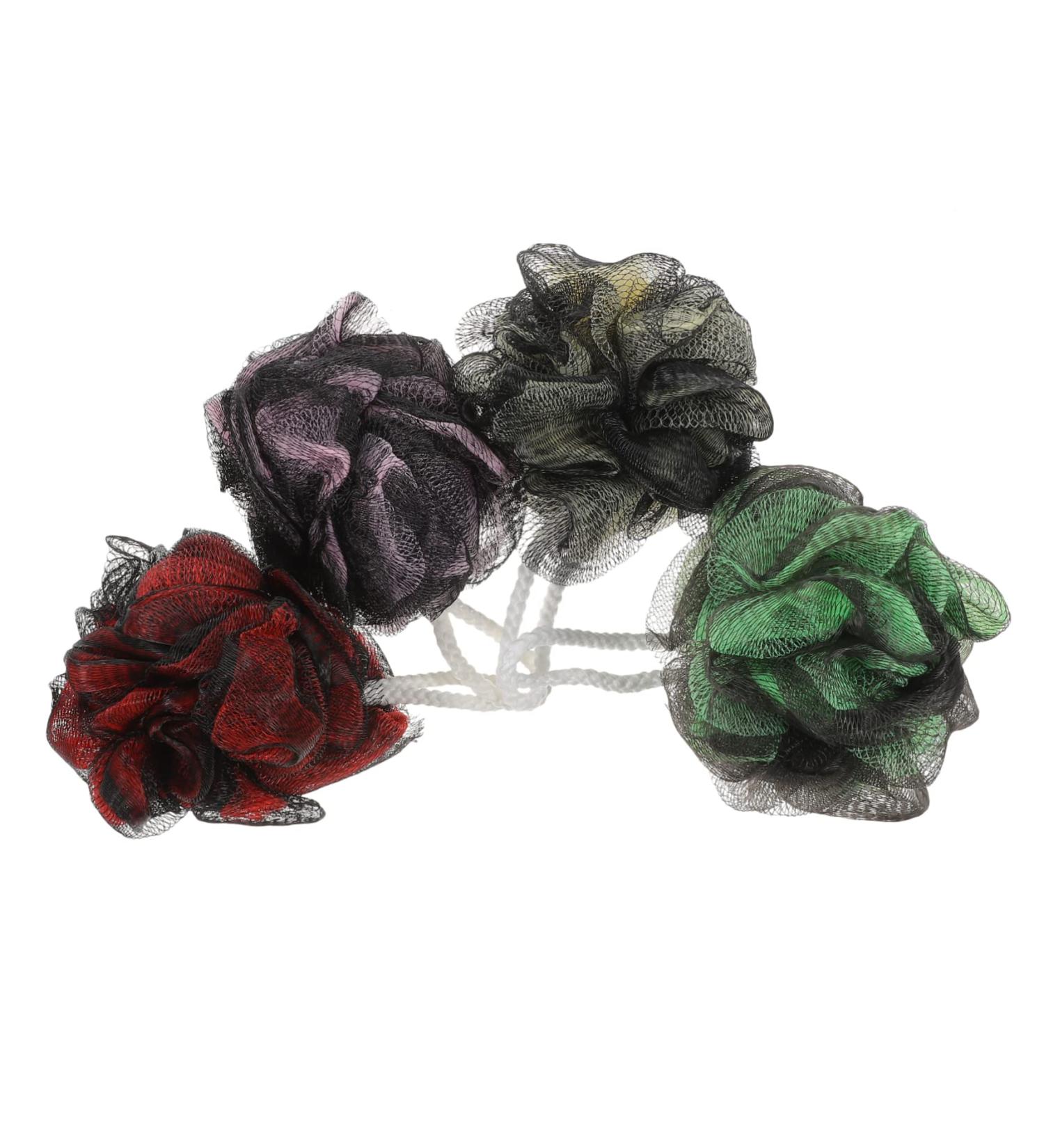 Beaupretty Bathing Skin Scrubber 4pcs - Foaming Net Loofah for Kids & Adults | Hair Ties Included - Premium Bath Essentials - Buy Online on GoSupps.com