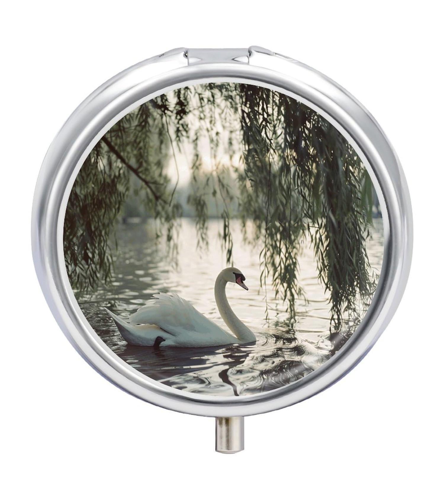 Portable 3 Compartment Pill Box - Travel-Friendly Medicine Organizer with Water Print | Perfect for Purse & Pocket - Buy Online on GoSupps.com