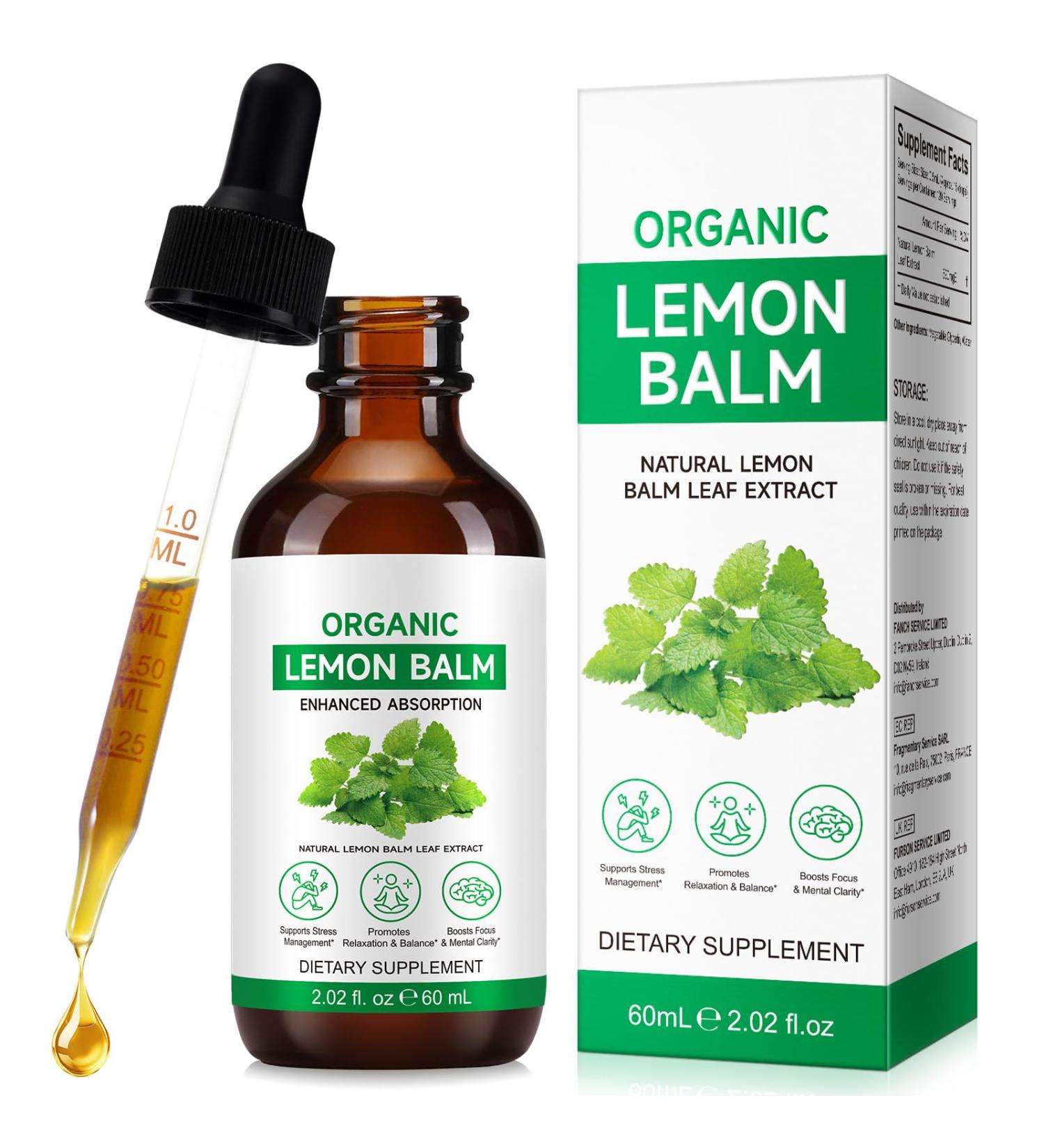 Lemon Balm Extract-Alcohol-Free Natural Organic Lemon Balm Tincture Liquid for Women & Men Helps to Relax 590mg- 2.02 Fl.Oz - Buy Online on GoSupps.com
