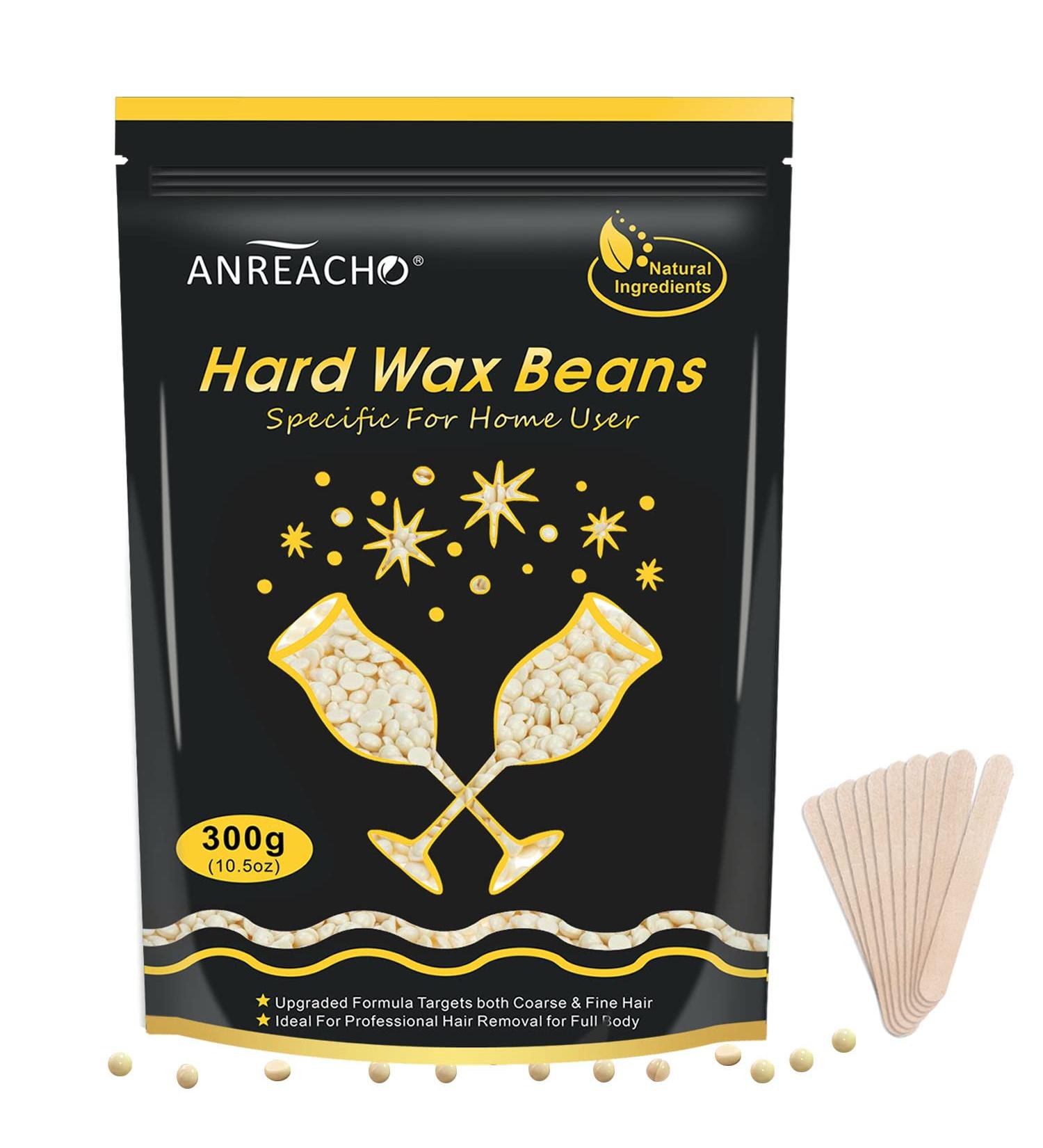 ANREACHO Hard Wax Beads for Sensitive Skin - 10.5 oz Painless Wax Beans for Bikini, Eyebrow & Facial Hair Removal - At-Home Pearl Waxing Beads with 10 Spatulas for Women & Men - Buy Online on GoSupps.com