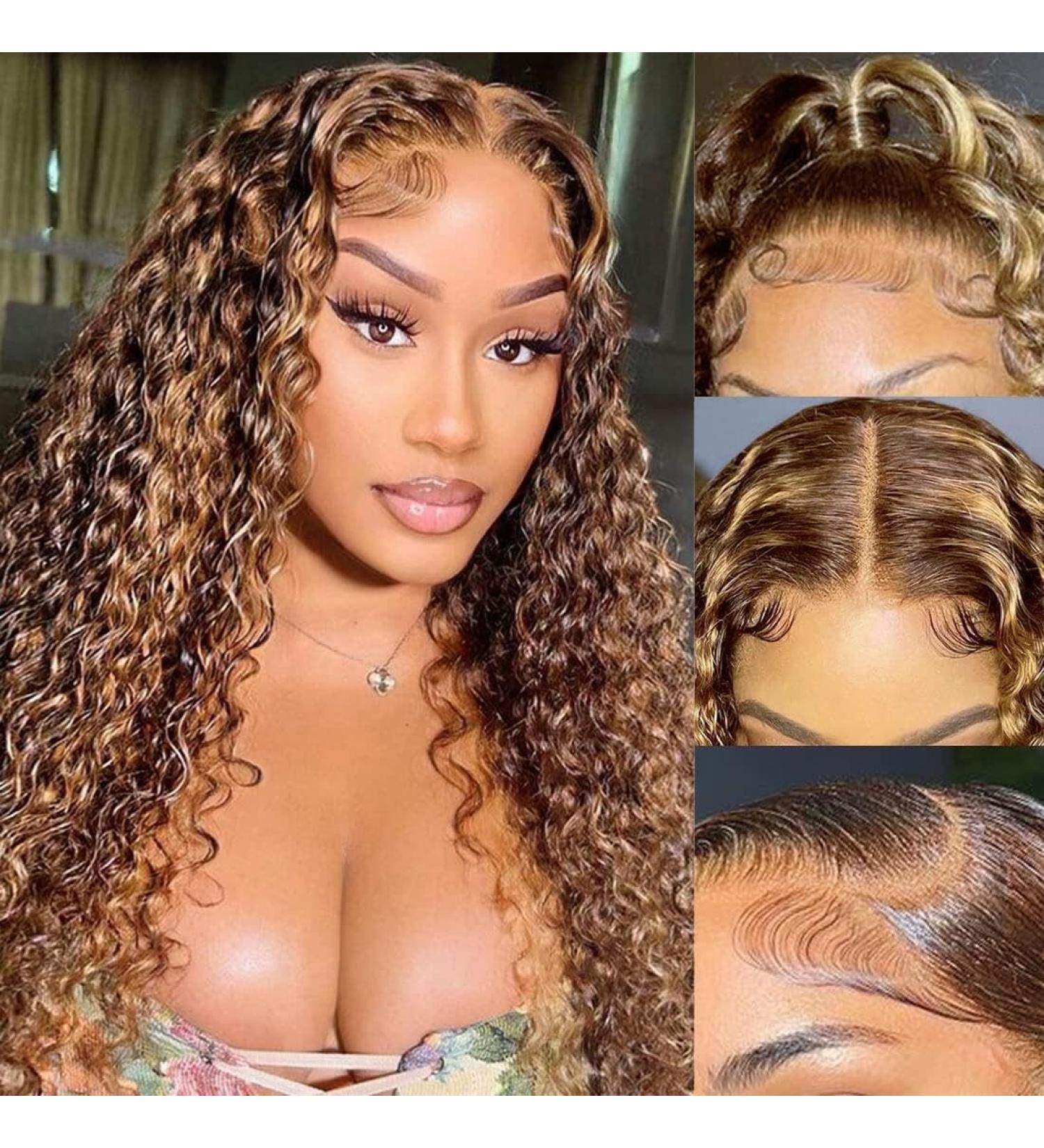 FABA 22 Inch Ombre Honey Blonde Lace Front Wig Human Hair - Curly 13x4 Blonde Wig Pre Plucked with Baby Hair for Women - 150% Density - 5 Gifts Included - Buy Online on GoSupps.com