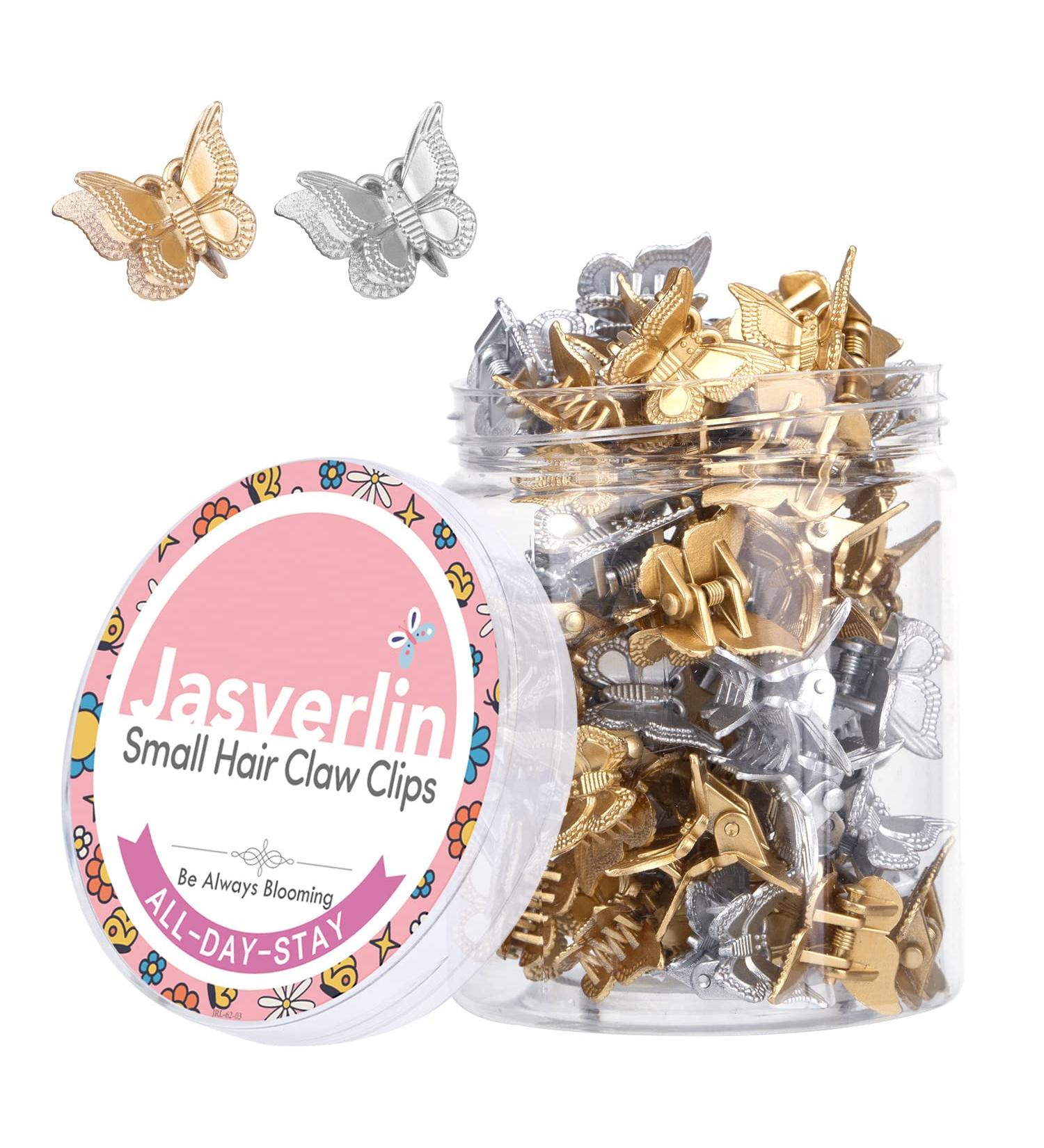 JASVERLIN Mini Butterfly Hair Clips 50pcs - Non-slip Metallic Silver Gold Hair Claws | Y2K 90s Small Tiny Hair Accessories for Women Girls | 2000s Hair Clips Organizer - Buy Online on GoSupps.com