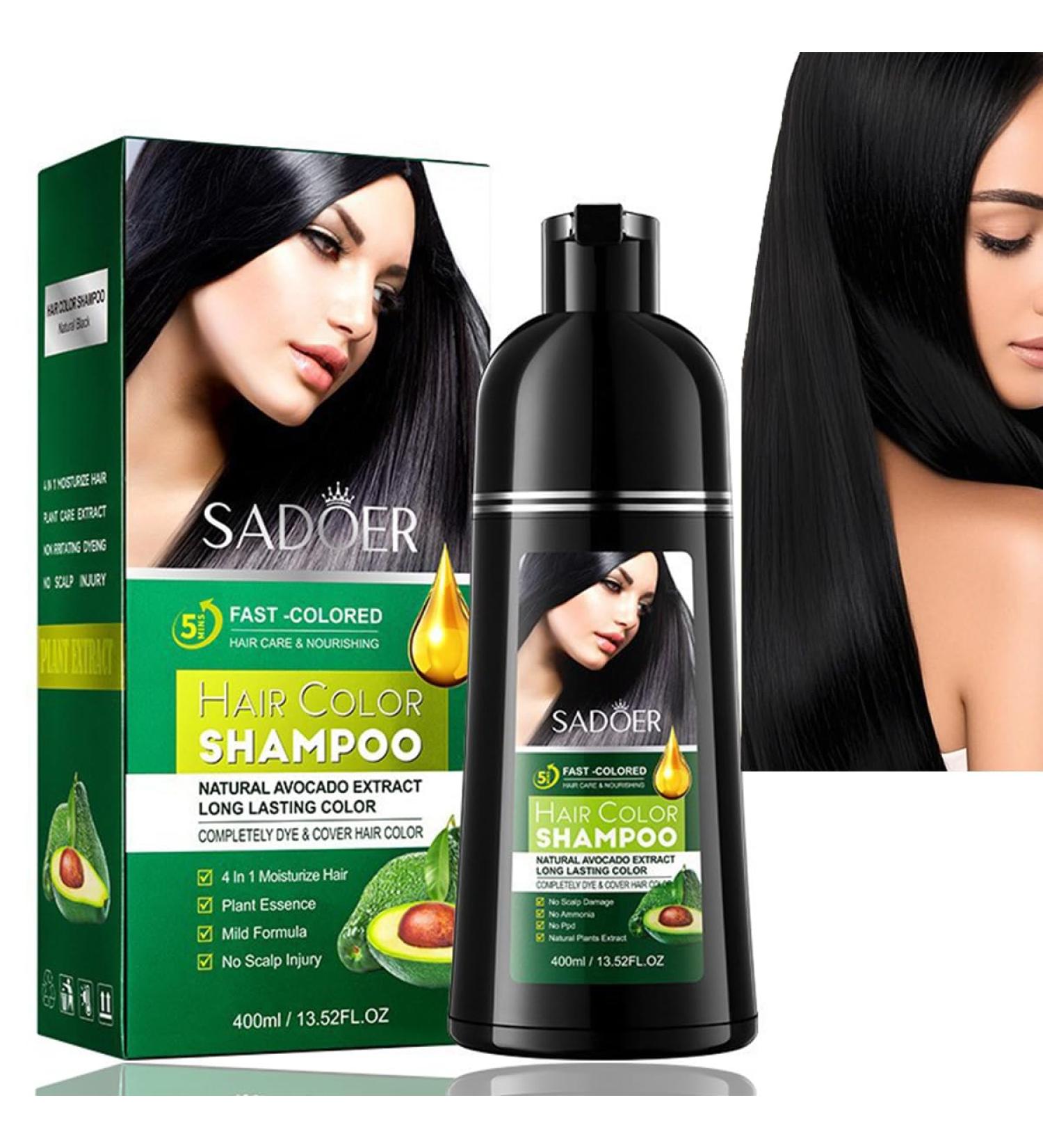 Baorder Black hair color shampoo 3in1 for colored hair of women and men covers gray hair longlasting color and immediate natural effect 400 ml black 400 ml 1er Pack - Buy Online on GoSupps.com