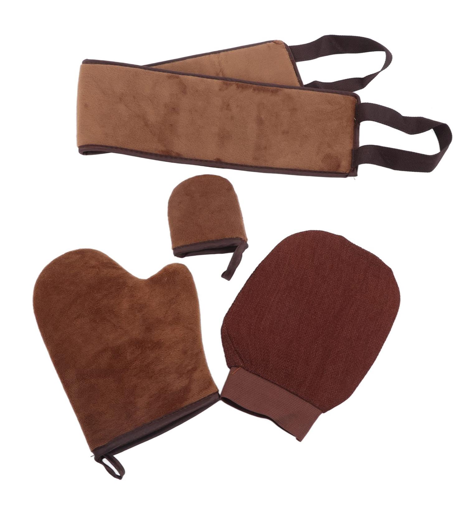 4 Pcs Self Tanning Mitt Set Reversible Mini Gloves with Exfoliating Soft Flocking Easy to Apply for Even Sun Kissed Skin Includes Mini and Large Gloves Strap and Bag - Buy Online on GoSupps.com