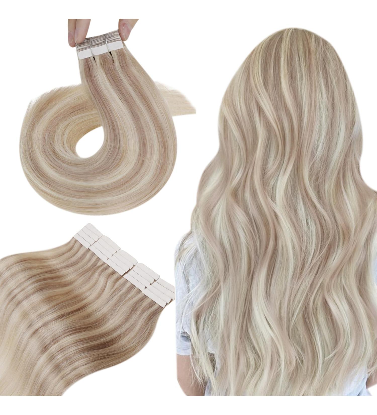 Buy Ash Blonde Tape-In Hair Extensions | 100% Remy Real Hair #18/613 - 50g 35 cm | International Shipping - Buy Online on GoSupps.com