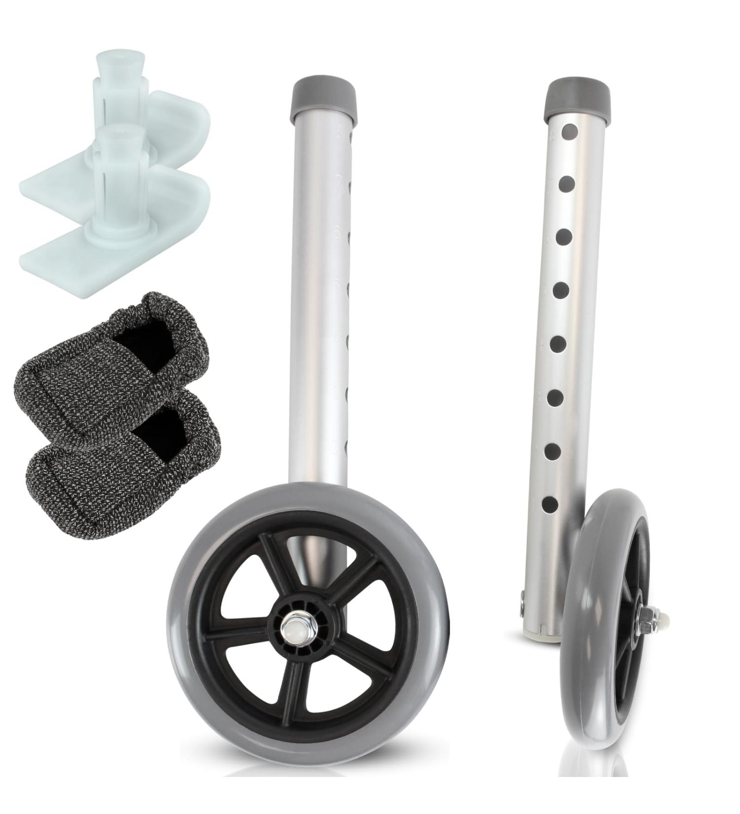 Vive Walker Wheels Ski Glides Covers (6 PCS) - Replacement Feet Parts for Folding Medical Rollator - Front and Back Stability - Universal Size - Buy Online on GoSupps.com