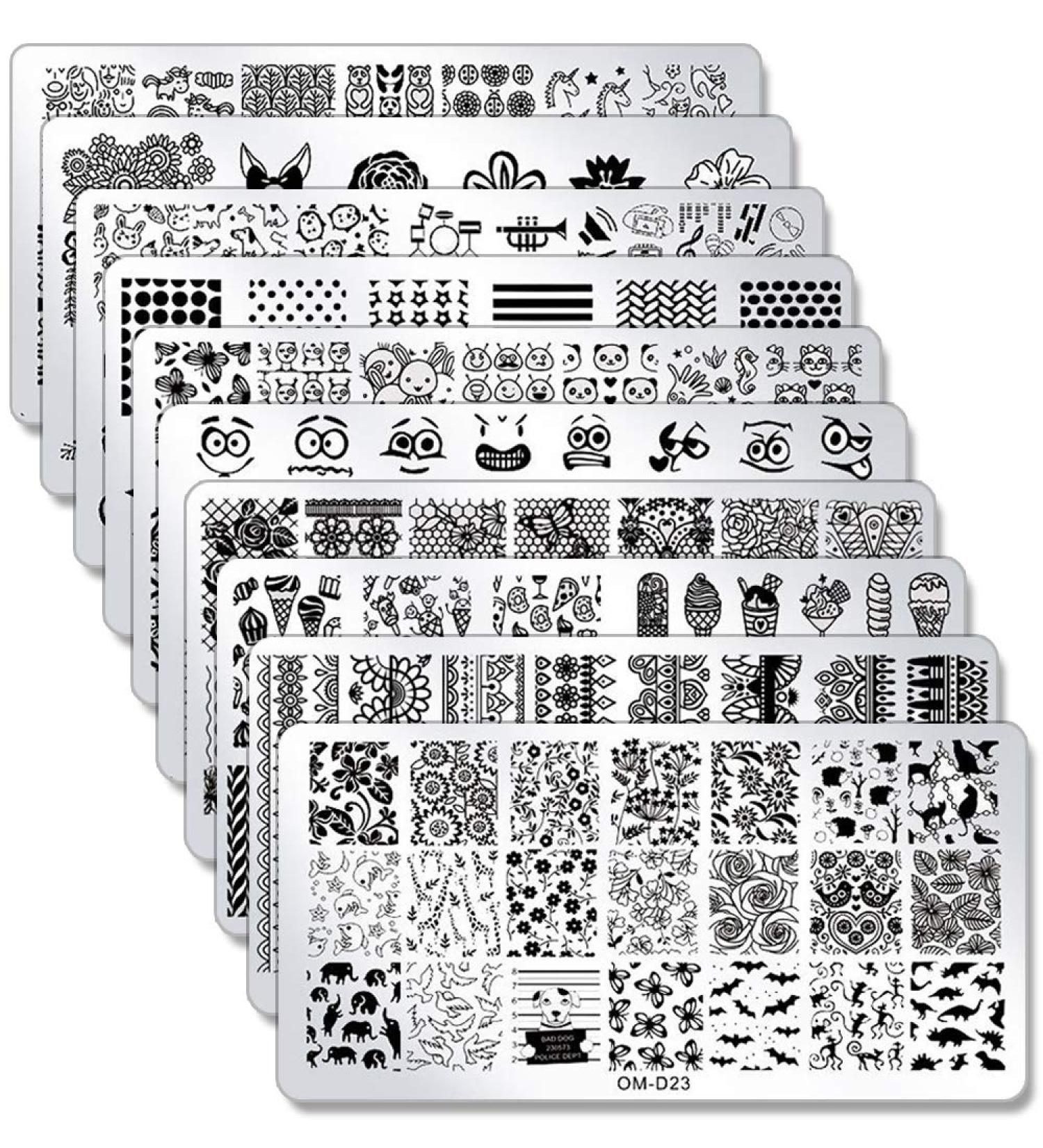 SILPECWEE 10Pcs Animal Design Nail Art Stamping Plates Set | Manicure Templates & Tools - NO3 - Buy Online on GoSupps.com