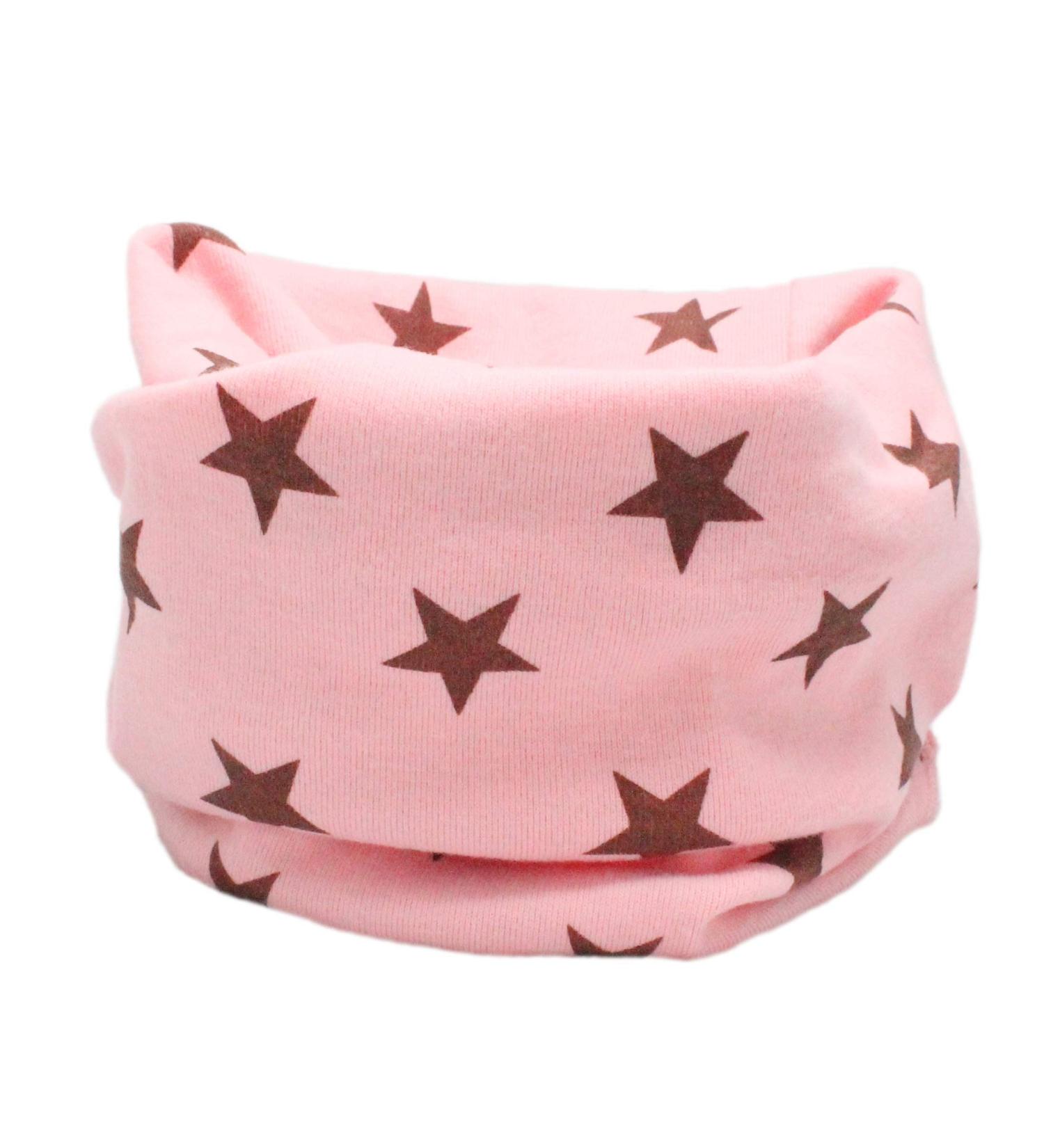 Kids Cotton Neck Warmer Scarf Hat Bandana - Pink Brown Stars | Boys Girls Multi-Use Accessory - Buy Online on GoSupps.com