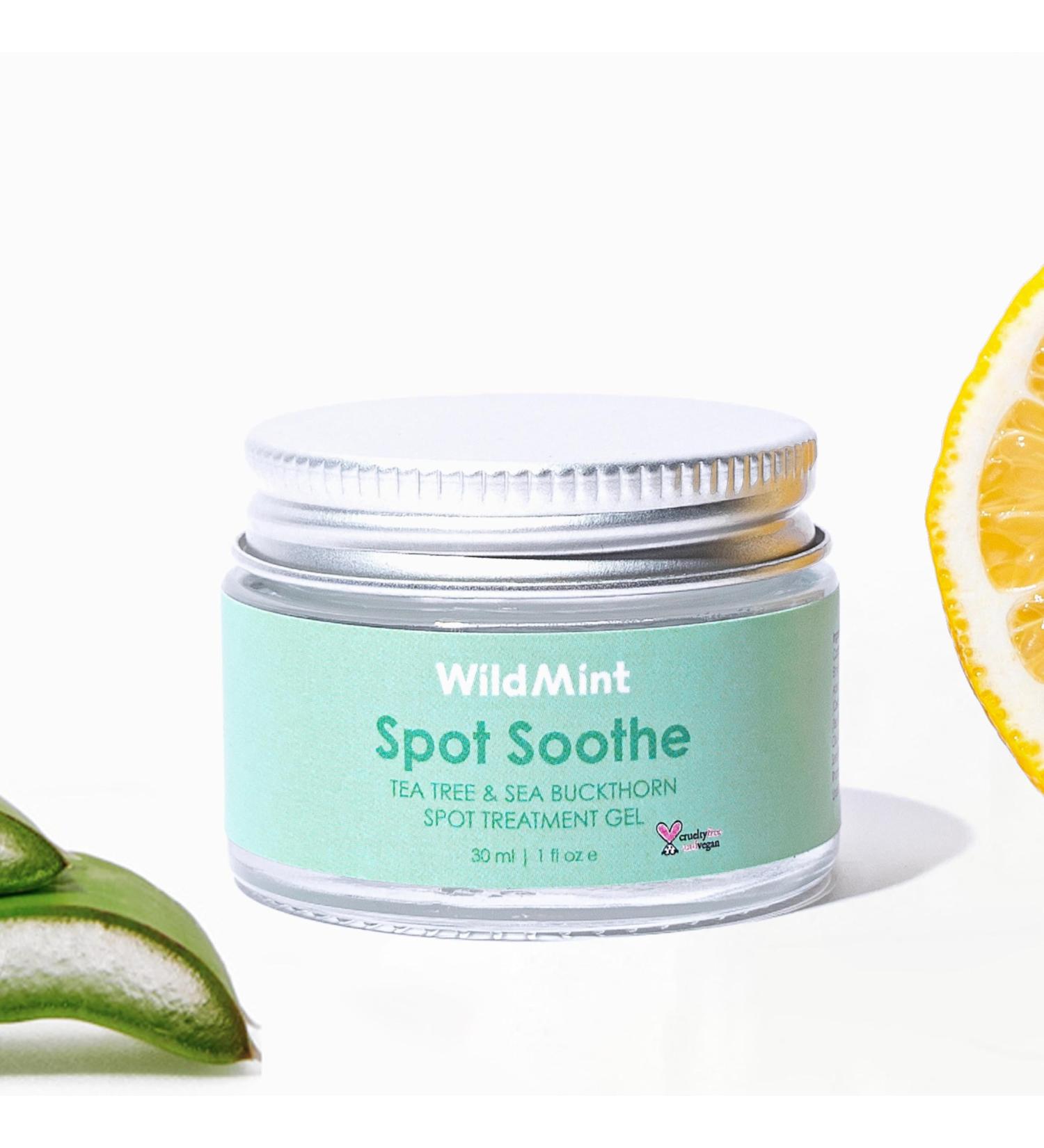 WildMint Spot Soothe Natural Spot Treatment Gel | Reduces Breakouts Scars & Irritation | Tea Tree Healing Serum for Acne Prone Skin Blemishes Redness & Ingrown Hairs | Cruelty-Free UK Skincare 30ml - Buy Online on GoSupps.com