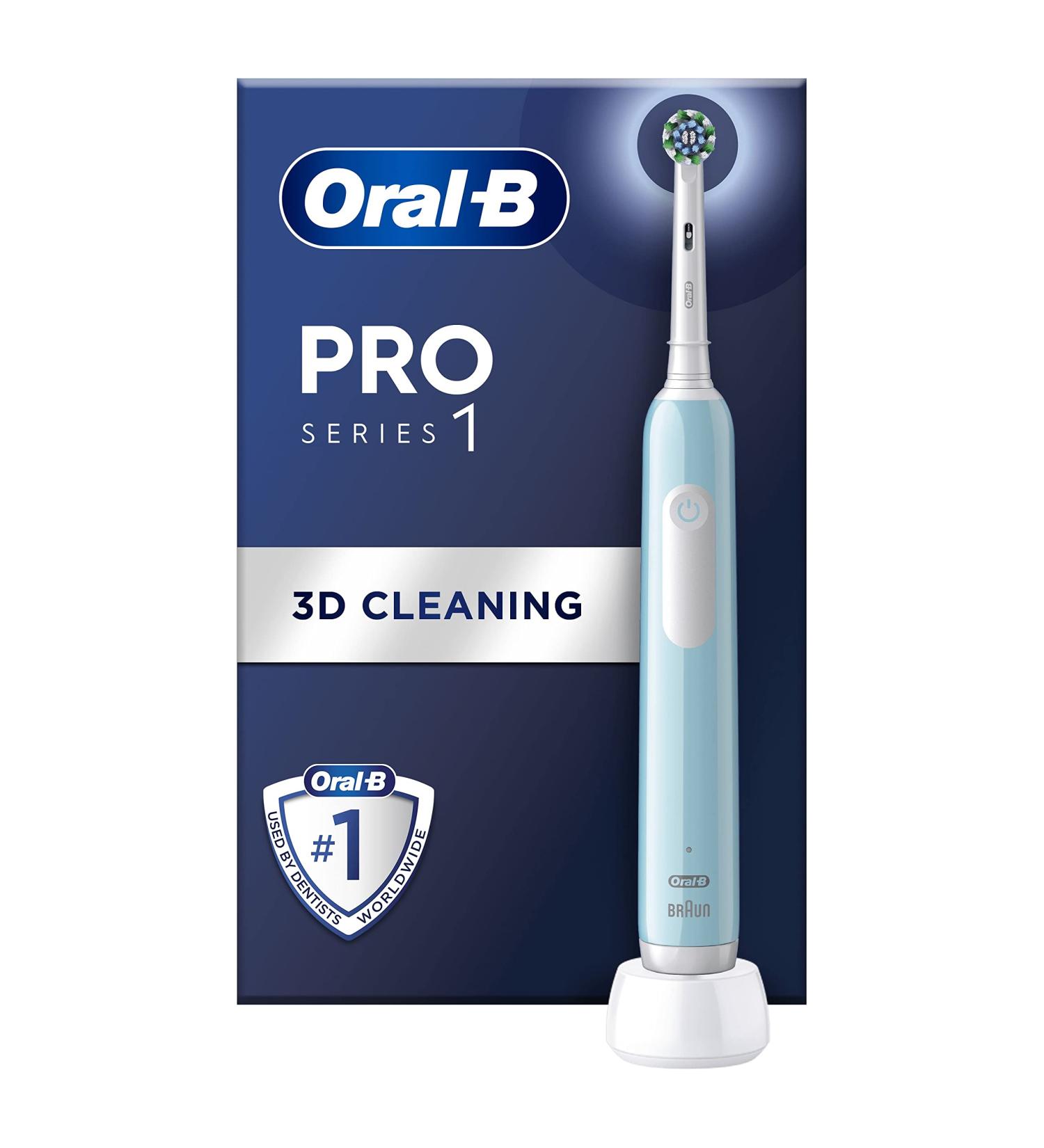 Oral-B Pro 1 Electric Toothbrush for Adults | 3D Cleaning | Christmas Gift | Gum Pressure Control | 2 Pin UK Plug | Blue - Buy Online on GoSupps.com