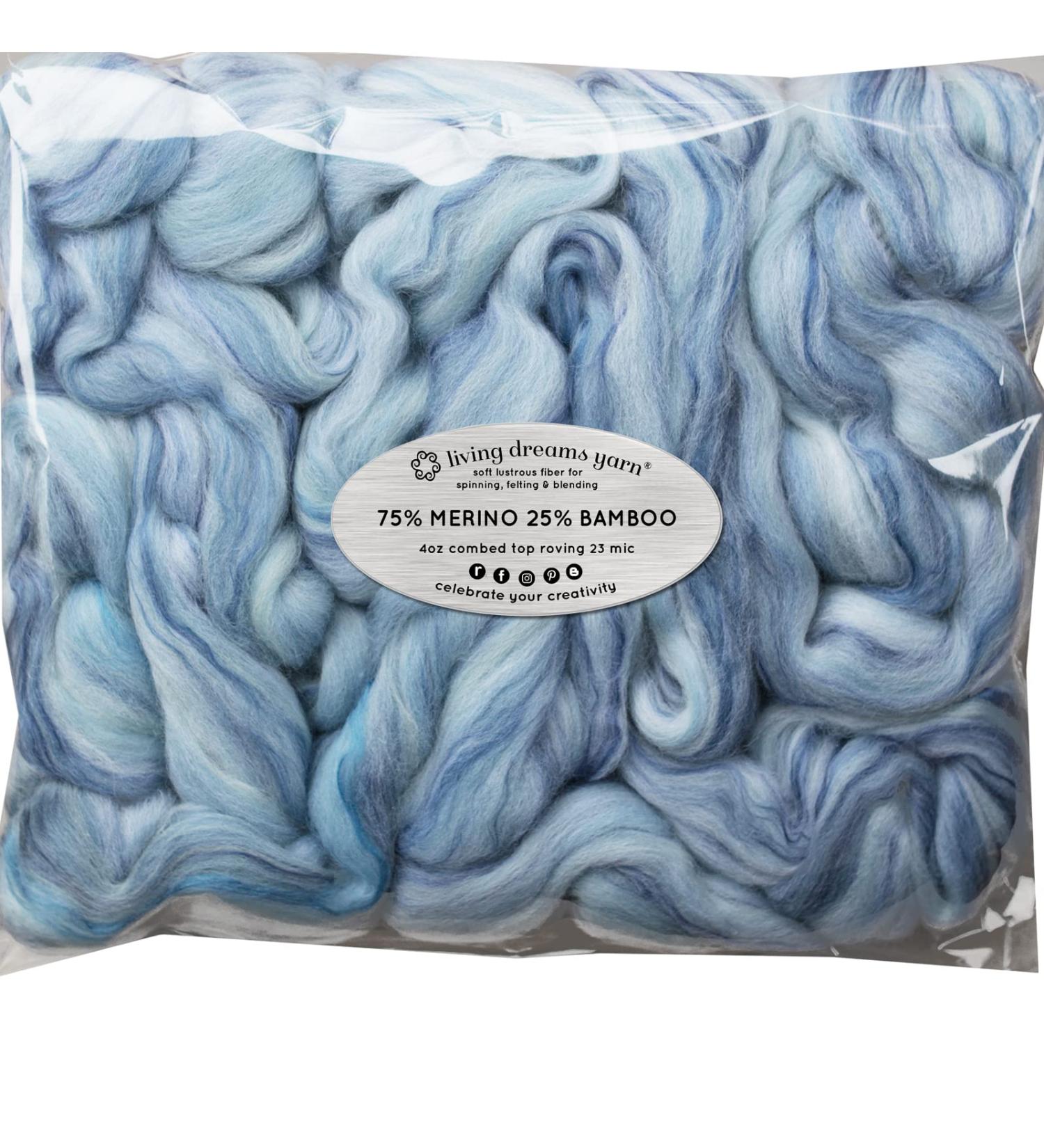 Merino Bamboo Fiber Blend: Soft Roving for Spinning, Felting, and Craft Projects | Alaska Glaciers - Buy Online on GoSupps.com