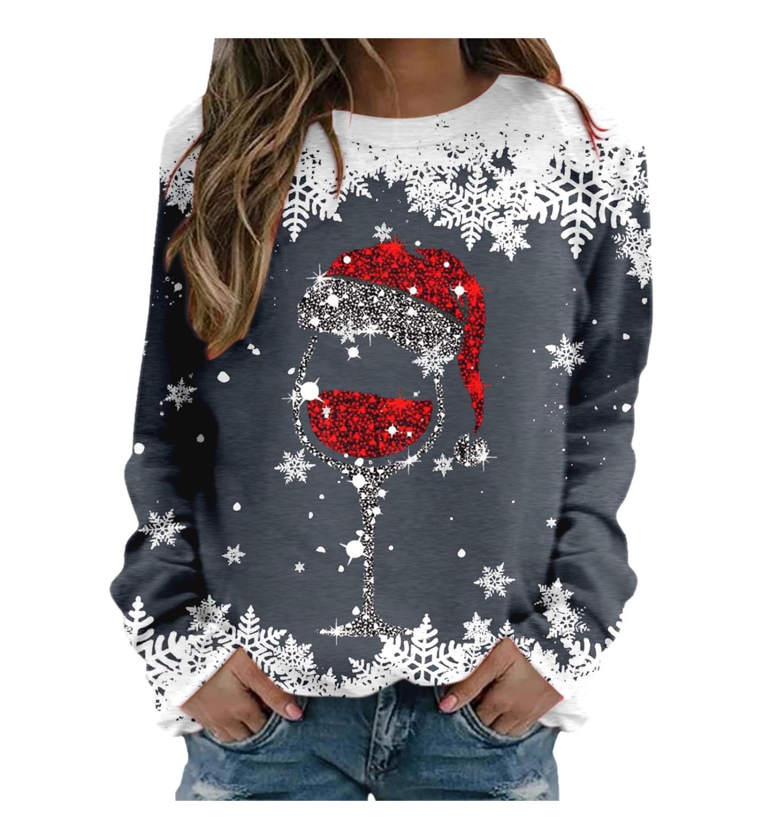 Women's Christmas Snowman and Penguin Print Sweatshirt - Dark Gray XL - Buy Online on GoSupps.com