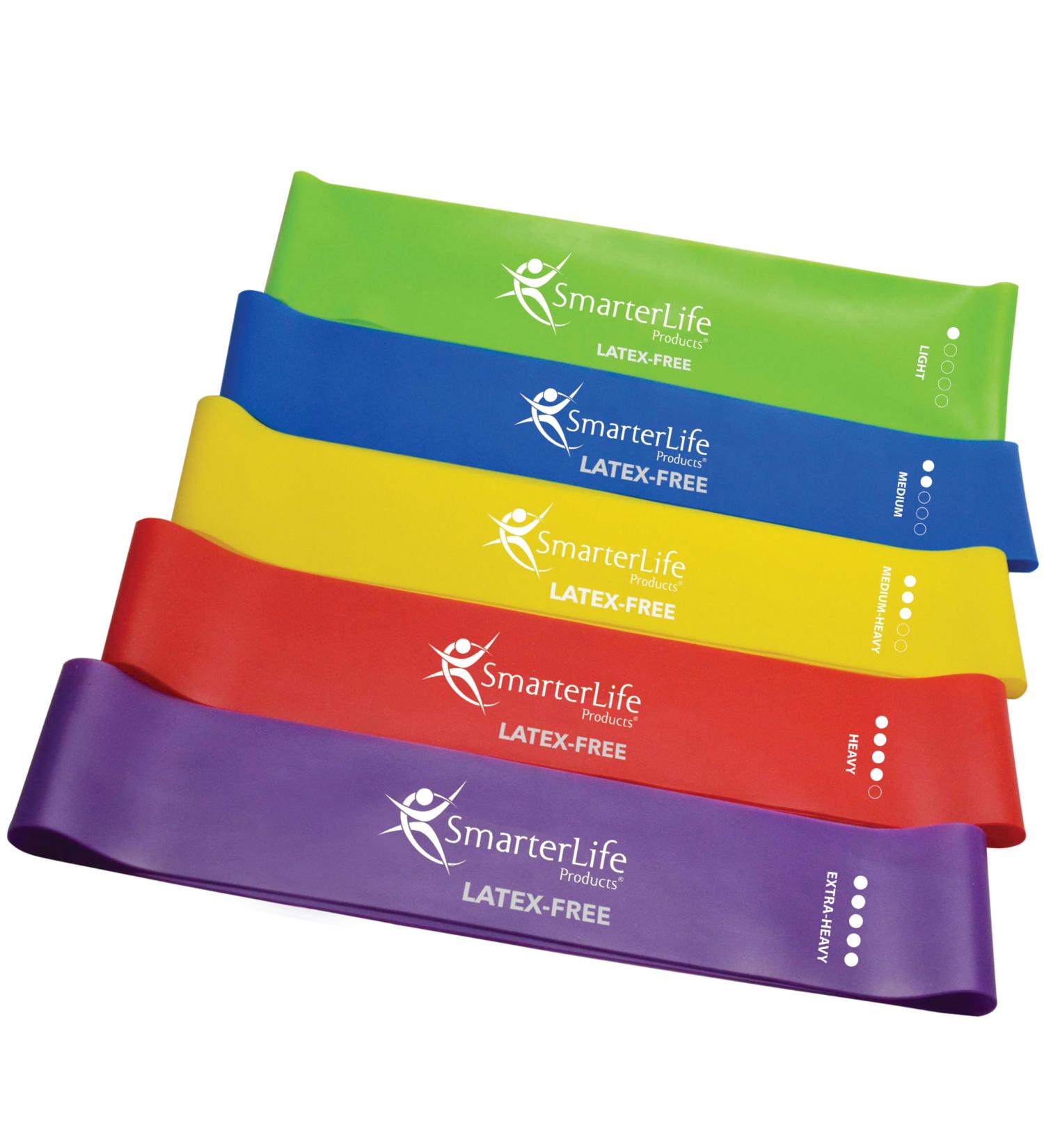 SmarterLife Resistance Bands - Non-Latex Workout Bands for Home Gym Weight Loss & Physical Therapy | 5 Extra Wide Bands for Men & Women | Free Workout Guide - Buy Online on GoSupps.com