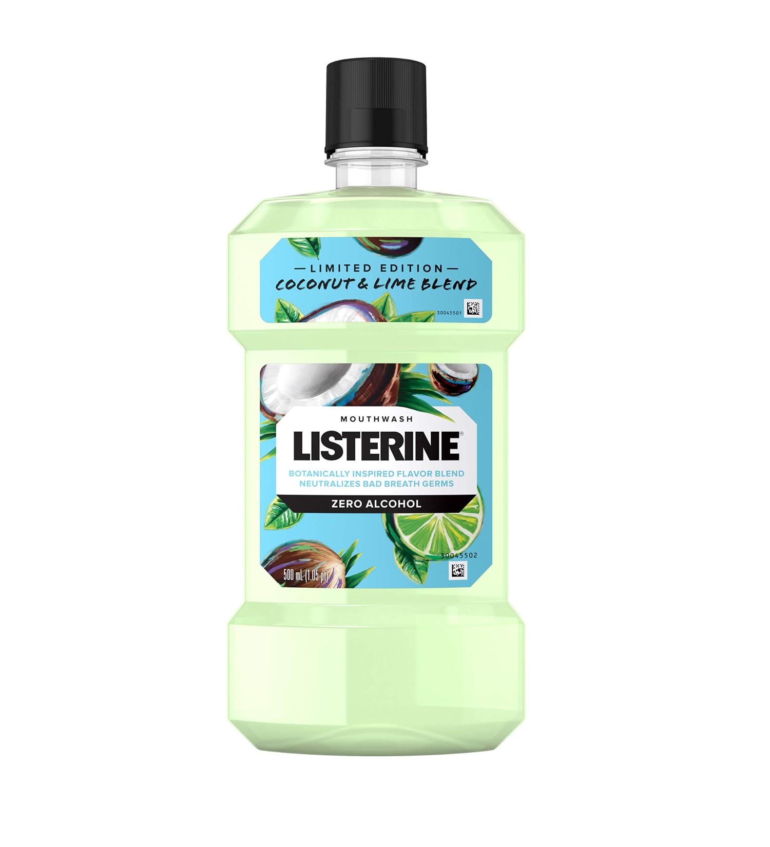 Limited Edition Coconut Lime Listerine Zero Alcohol Mouthwash 500mL (Pack of 3) - Kills 99% of Bad Breath Germs - Buy Online on GoSupps.com