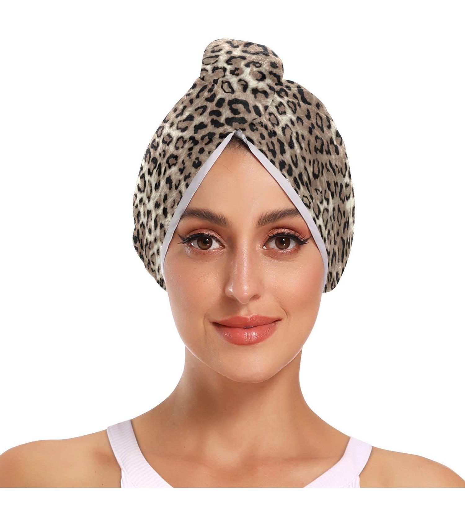 Leopard Print Cheetah Hair Towel 2 Pack - Super Absorbent Quick Dry Turbans for Women & Girls - Buy Online on GoSupps.com