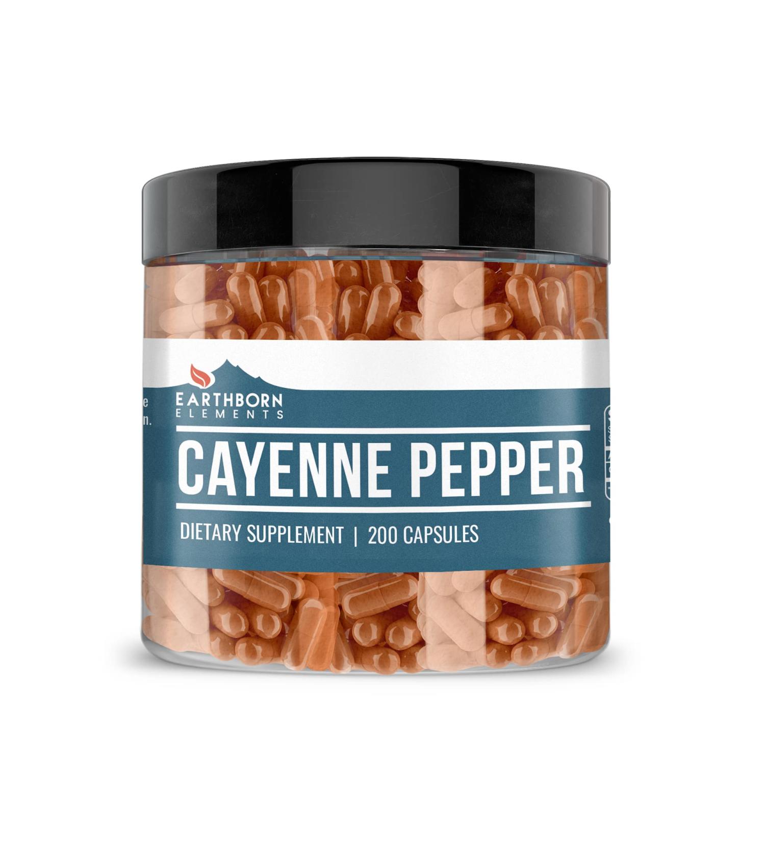 Earthborn Elements Cayenne Pepper 200 Capsules - Pure & Undiluted with No Additives - Buy Online on GoSupps.com