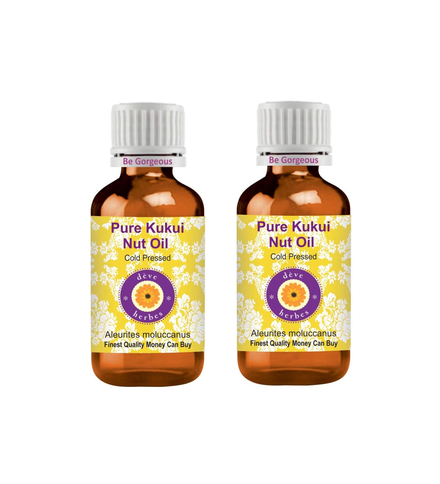 Deve Herbes Pure Kukui Nut Oil Aleurites moluccanus 100 Cold Pressed Pack of Two 100ml x 2 6oz - Buy Online on GoSupps.com