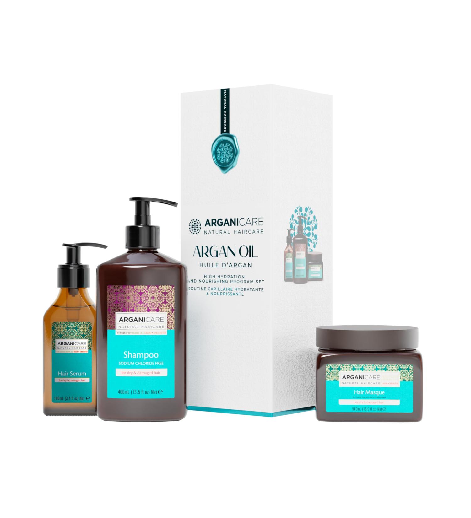 ARGANICARE | Argan Shampoo + Mask + Serum | Restores the Vitality of your Hair | Brings Softness and Shine | Intensely Moisturizes Hair | Made in France | 400ML + 500ML + 100ML