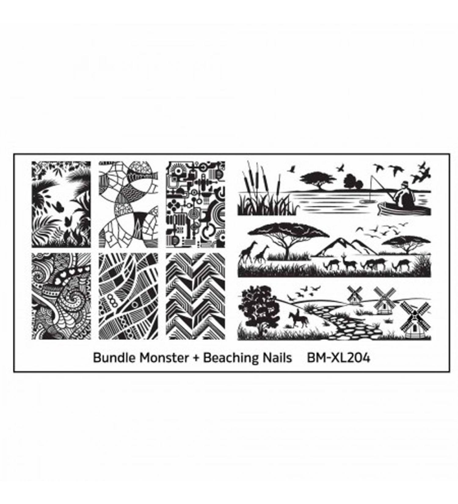 Stamping stencil plate BM XL 204 Bundlemonster Beach Animals Oranment Nailart Naildesign