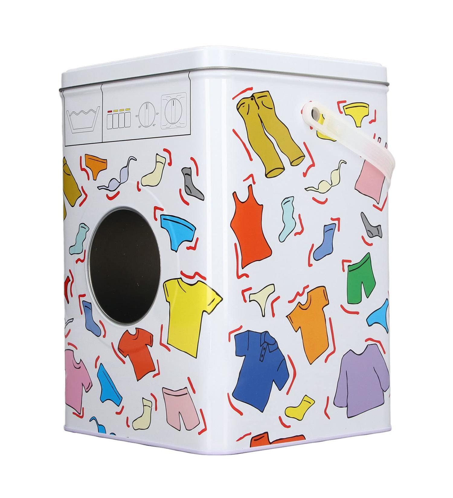 Laundry Tin Container with Lid Washing Machine Appearance Powder Detergent Container Multifunctional Glossy Rounded Corners Perspective Window for Storage Art supplies - Buy Online on GoSupps.com