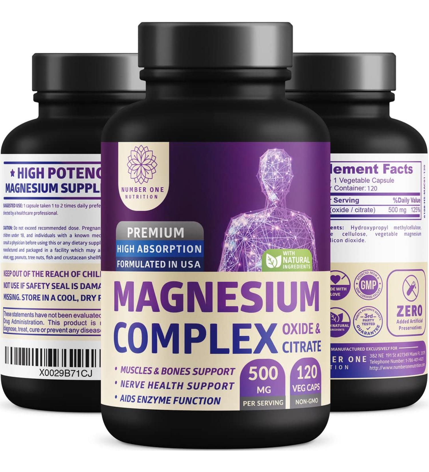 N1N Premium 3X Absorption Vegan Magnesium Supplement for Sleep, Leg Cramps, Muscle Recovery & Relaxation - Formulated for Women & Men - Non-GMO - 120 Veggie Capsules - Buy Online on GoSupps.com