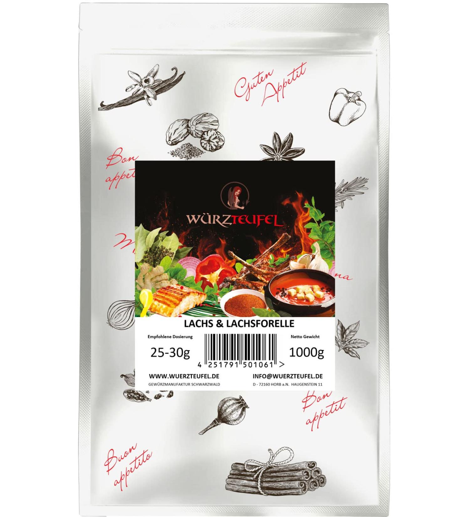 W rzteufel Salmon and salmon trout Grill spices for fish Fish herbs grill and roasting herbs Bag 1000g 10kg - Buy Online on GoSupps.com
