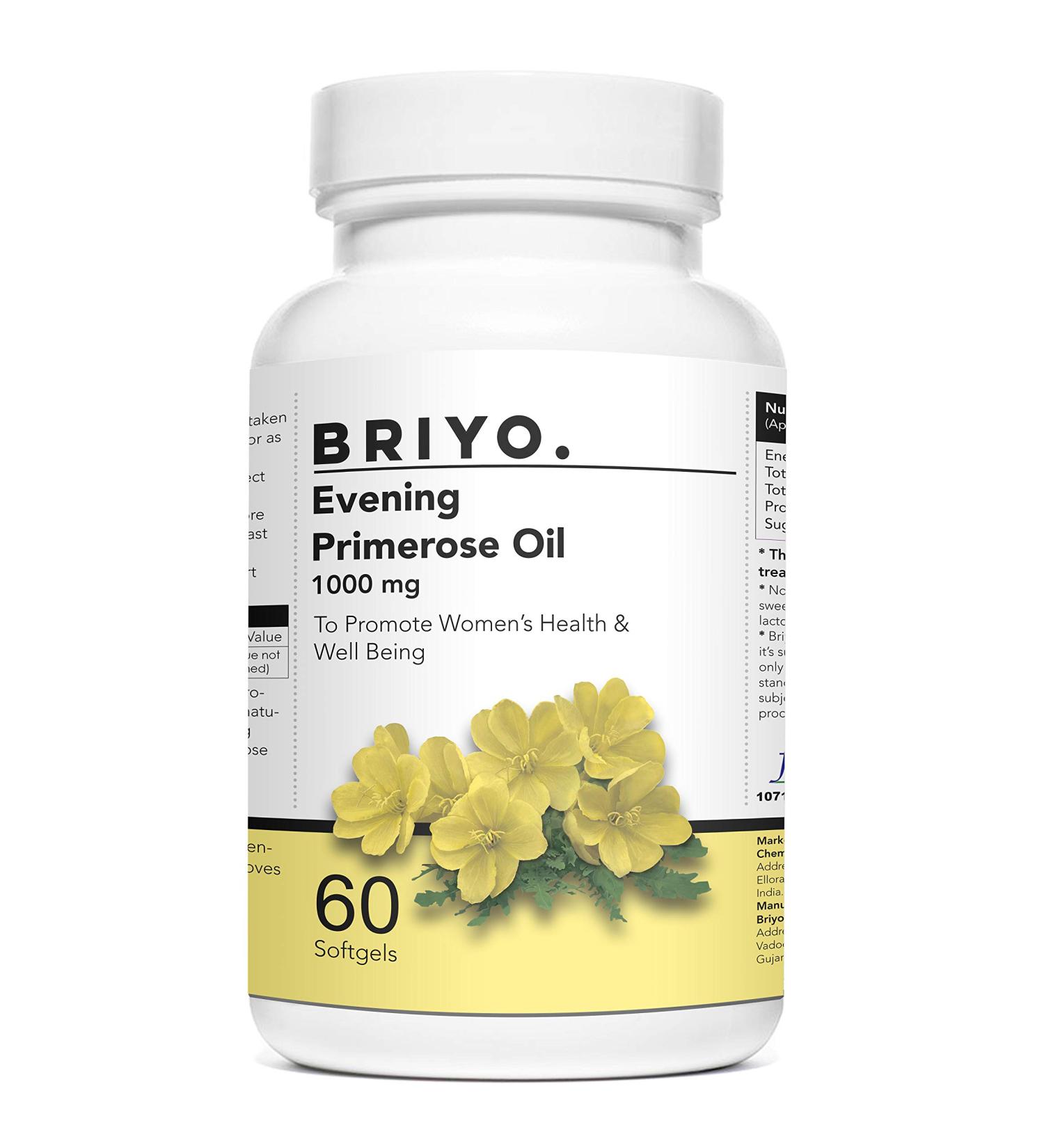 Briyosis Evening Primrose Oil - 60 Liquid Filled Capsules- 1000 mg Softgel - Buy Online on GoSupps.com