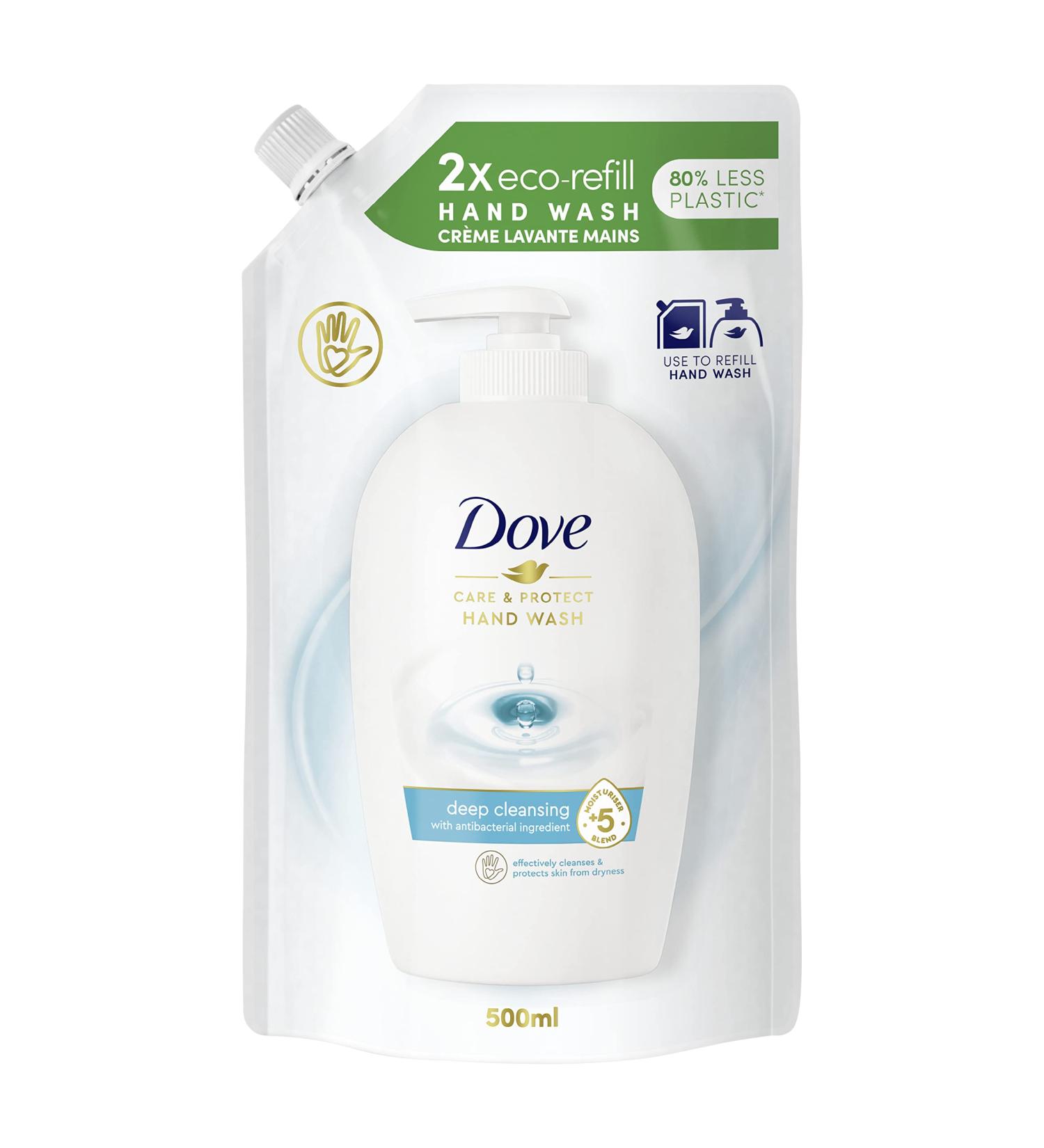 Dove Liquid Hand Soap for Hydrated and Instantly Soft Skin Care & Protect Refill Deep Cleansing with Antibacterial Ingredient 500ml - Buy Online on GoSupps.com