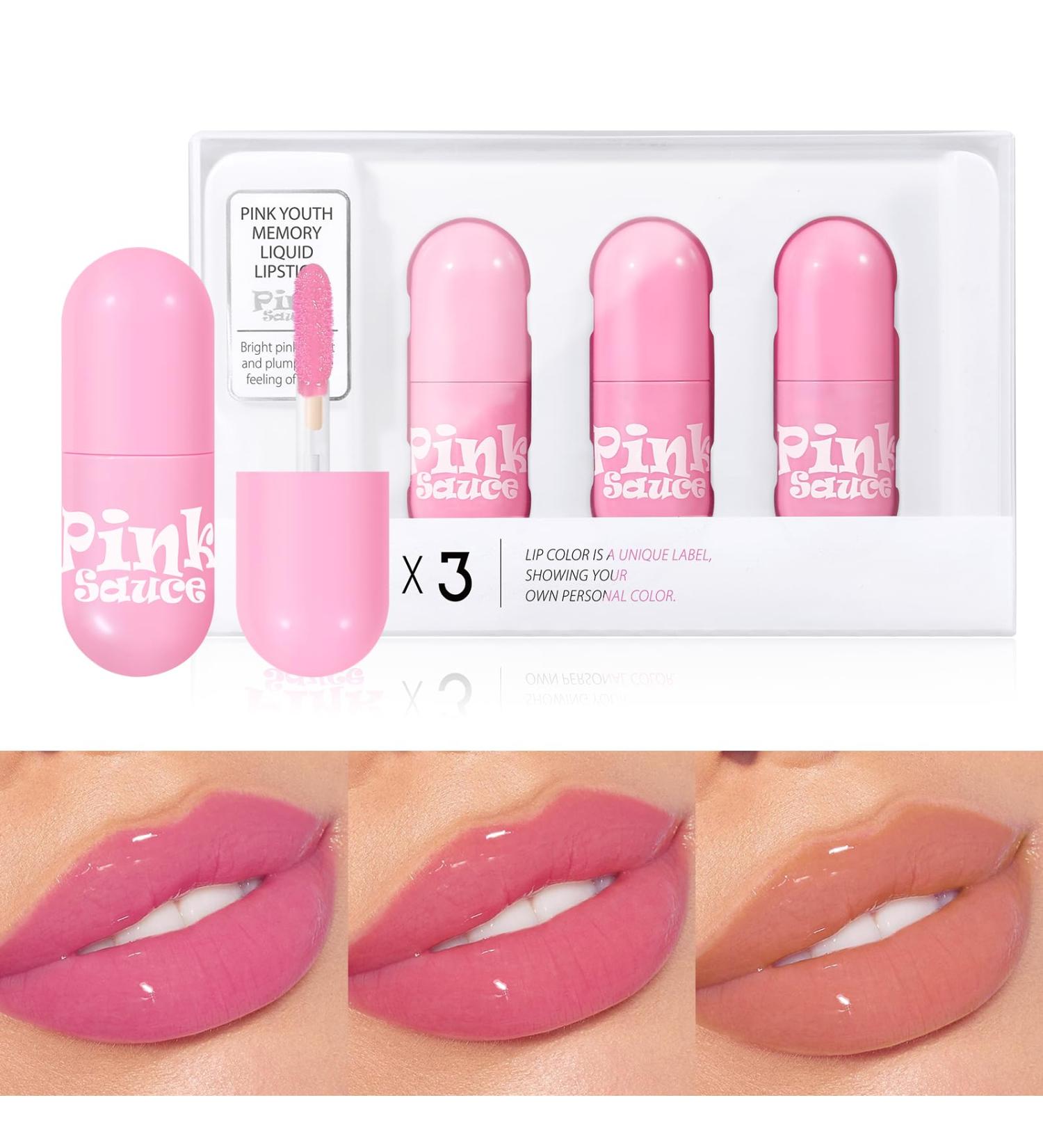 KISSIO Lip Gloss Set - 3 PCS Moisturizing & Pigmented Liquid Lipstick Non-Sticky Shine for Plumper Lips Cruelty-Free - 0.19 oz Each - Buy Online on GoSupps.com