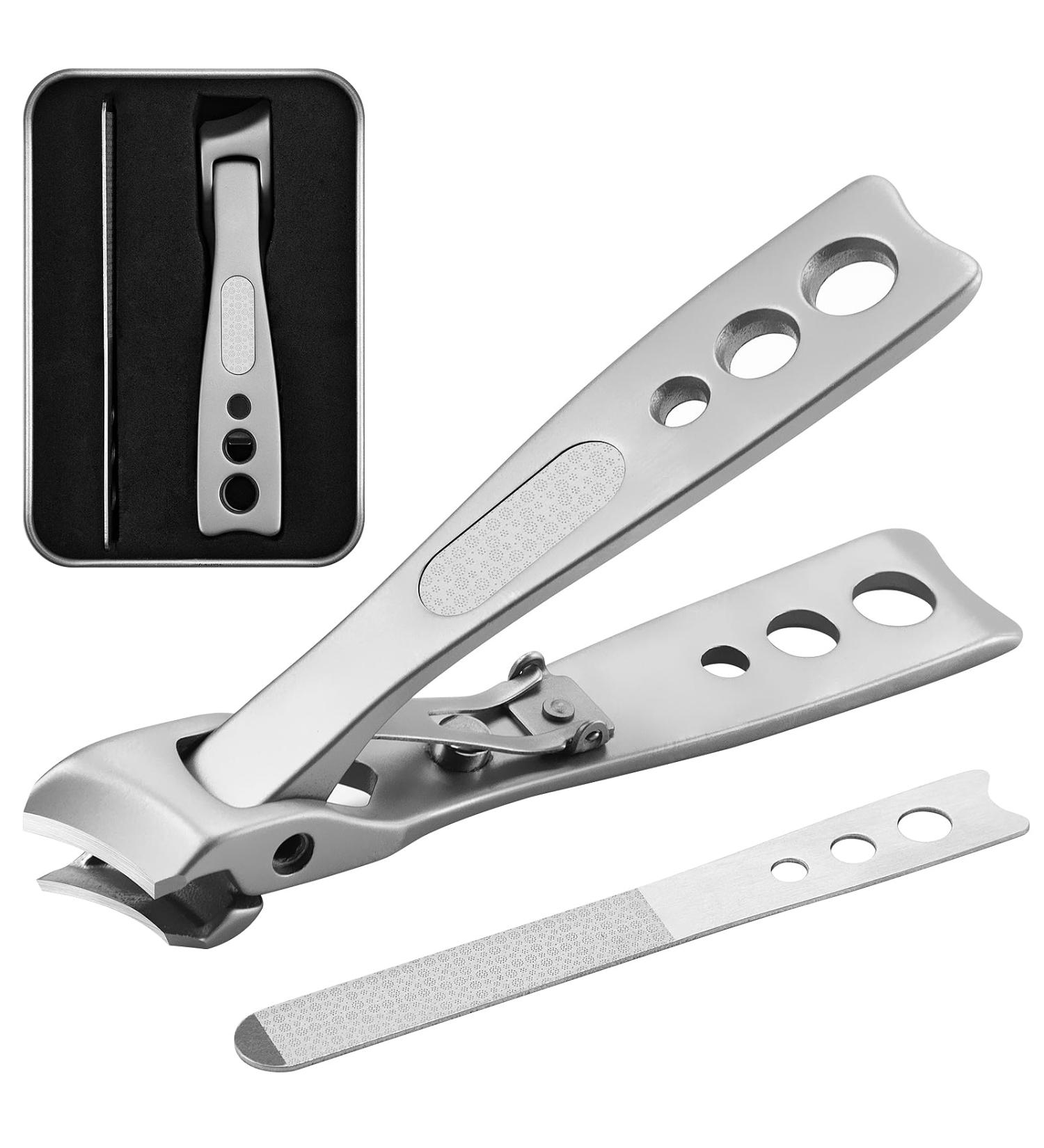 Premium Stainless Steel Ingrown & Thick Nail Clipper with Slant Curved Blade - Heavy Duty Toe Nail Clippers for Men Women - Silver - Buy Online on GoSupps.com