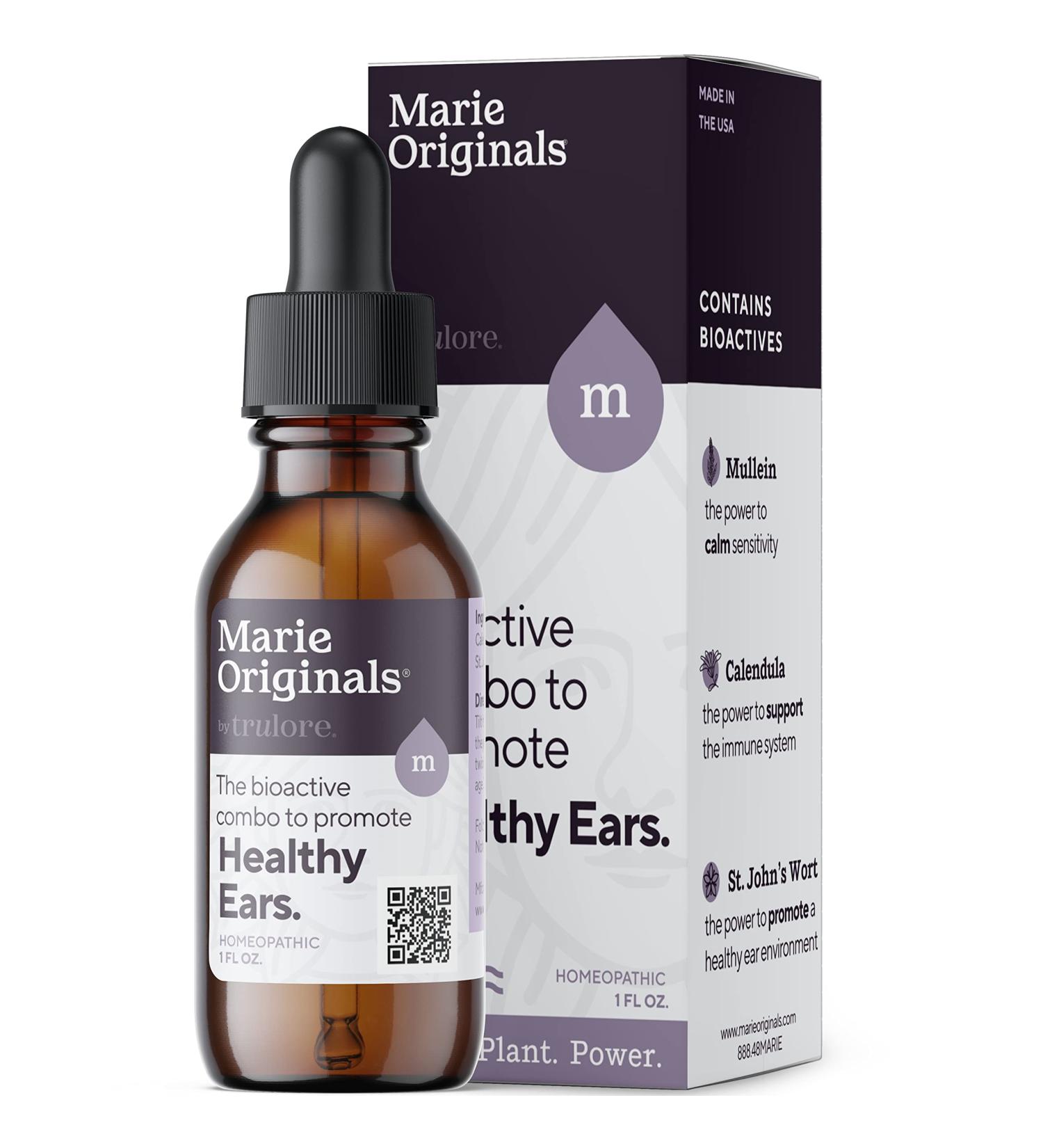 Marie Originals Organic Ear Oil for Infections - Natural Eardrops for Prevention & Relief in Kids, Adults, Baby, and Dogs - Mullein & Garlic Formula - 1 Fl Oz - Buy Online on GoSupps.com