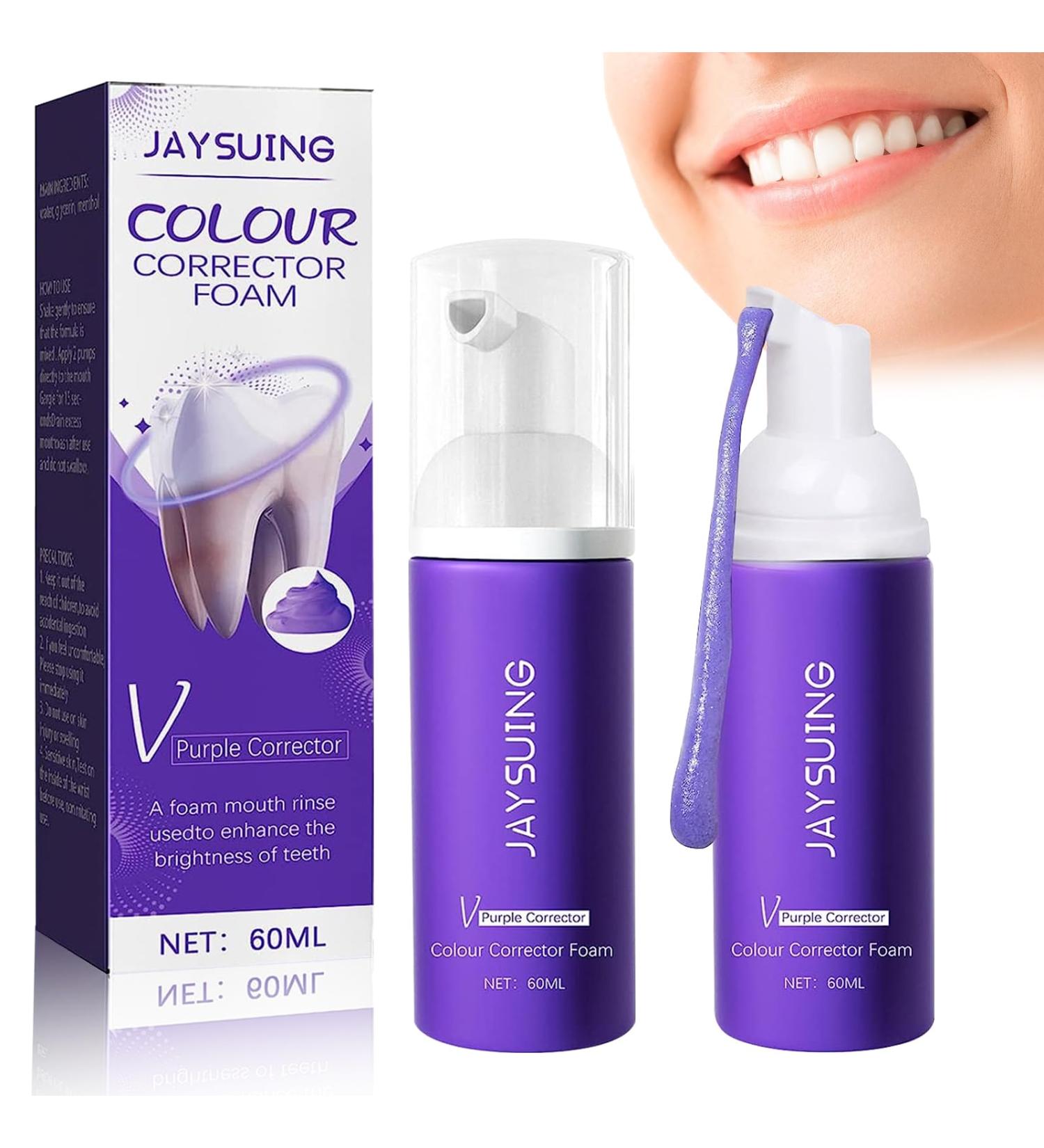 Purple Toothpaste for White Teeth - 2 PCs Color Correction Serum & Oral Foam | Teeth Whitening Booster - Hero Smile - Buy Online on GoSupps.com