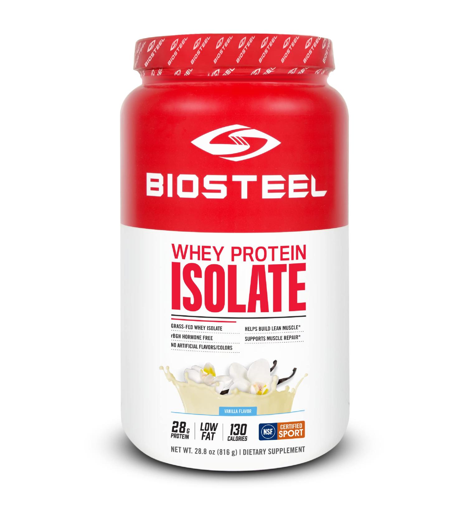 BIOSTEEL Grass-Fed Whey Protein Isolate Powder - Non-GMO Post Workout Supplement Vanilla Flavor 24 Servings - International Shipping Available - Buy Online on GoSupps.com
