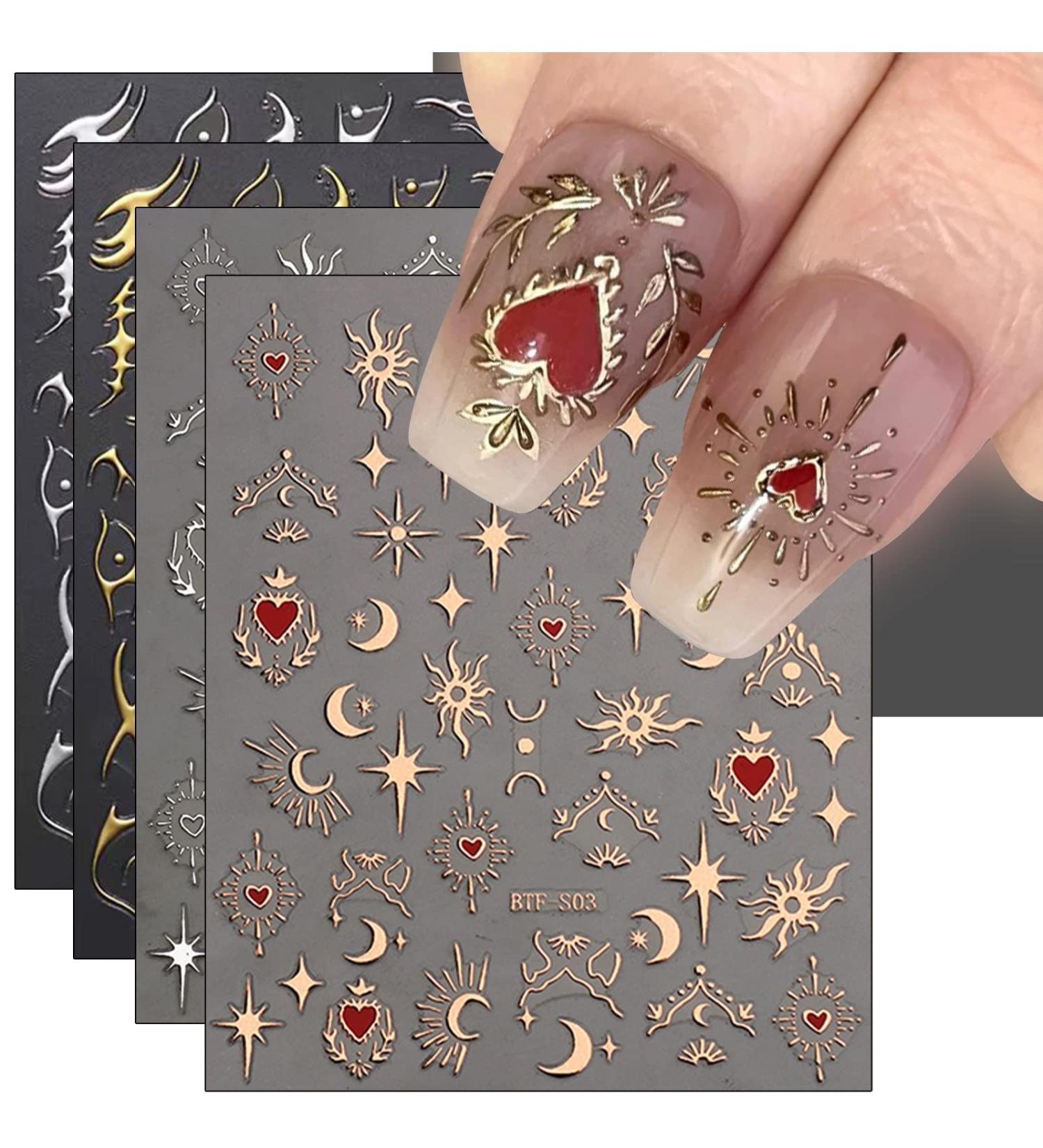 JMEOWIO Self-Adhesive Moon Star Nail Art Stickers - 9 Sheets | Colorful Sun Nail Supplies for Design Decoration - Buy Online on GoSupps.com