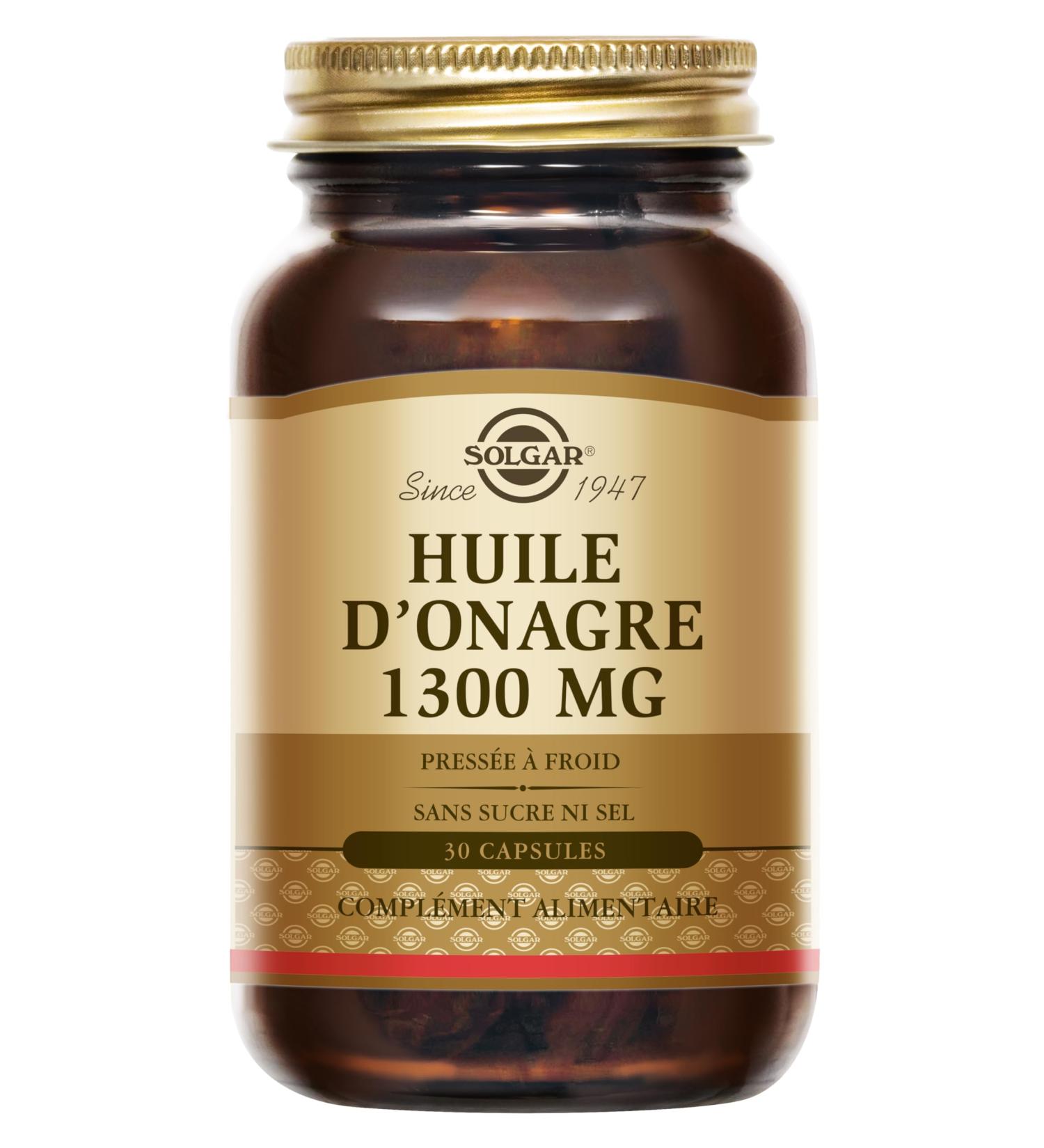 Solgar Evening Primrose Oil 1300mg - Feminine Balance - Beauty - Skin Tissue Maintenance - Food Supplement - Bottle of 30 softgels - Buy Online on GoSupps.com