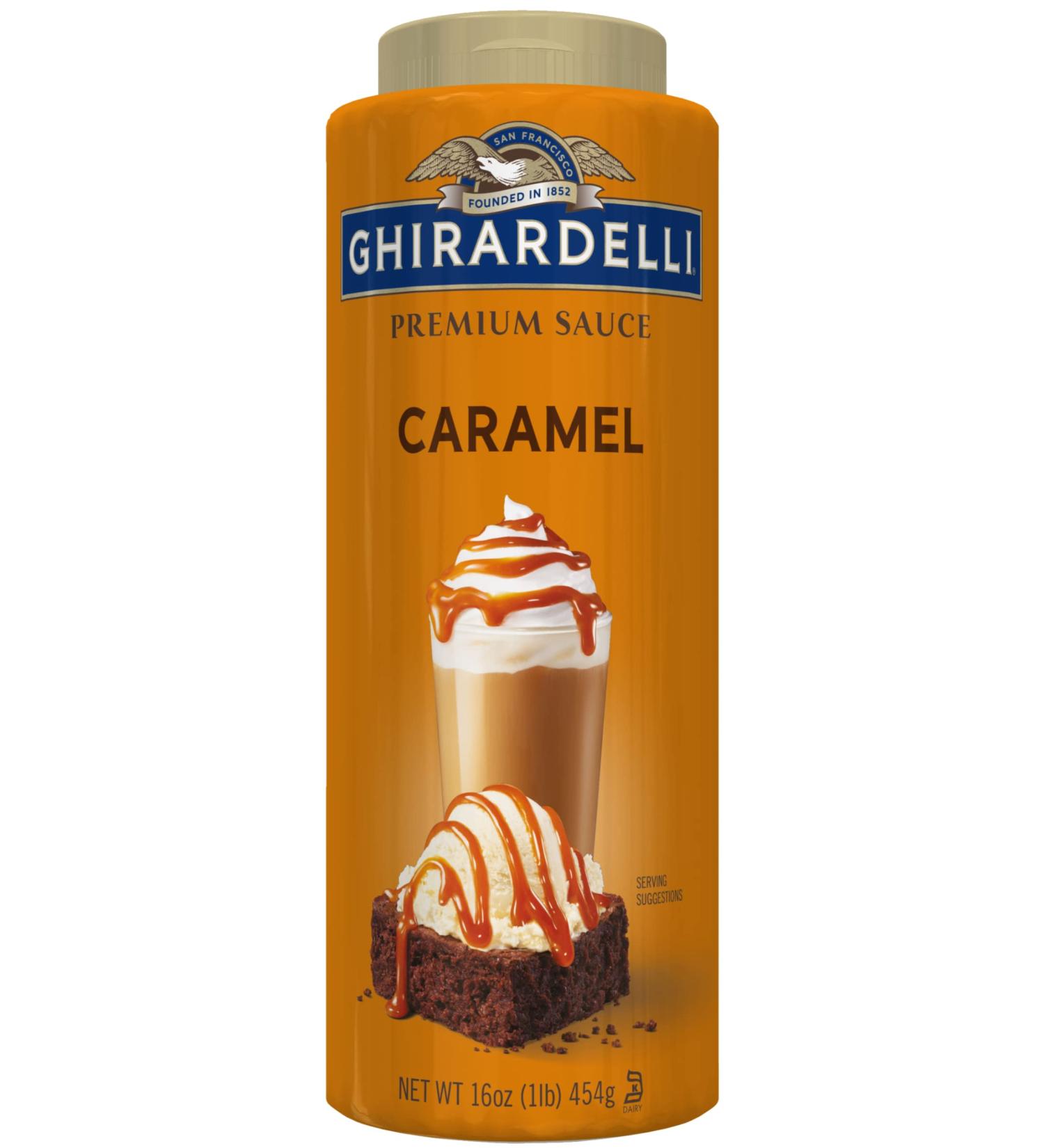 Ghirardelli Caramel Flavored Sauce 17 oz Bottle - 1.06 Pound Pack - Decadent Caramel Sauce - Perfect for Desserts - Buy Online on GoSupps.com