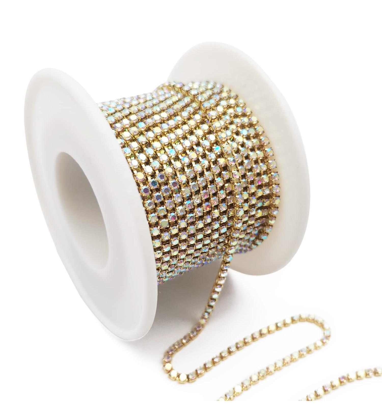 LYFJXX 2MM Crystal AB Rhinestone Trim - 10 Yard Roll for DIY Jewelry Crafts (Gold) - Buy Online on GoSupps.com
