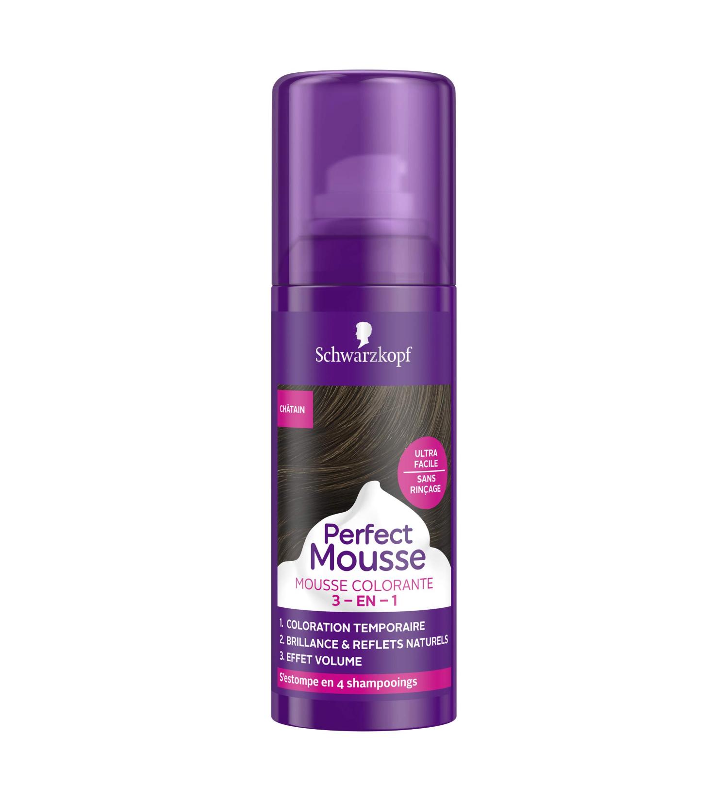 Schwarzkopf - Temporary Mousse Hair Color - Natural Shine and Highlights - Volume Effect - Perfect Mousse 3in1 - Brown 4-0 - Buy Online on GoSupps.com