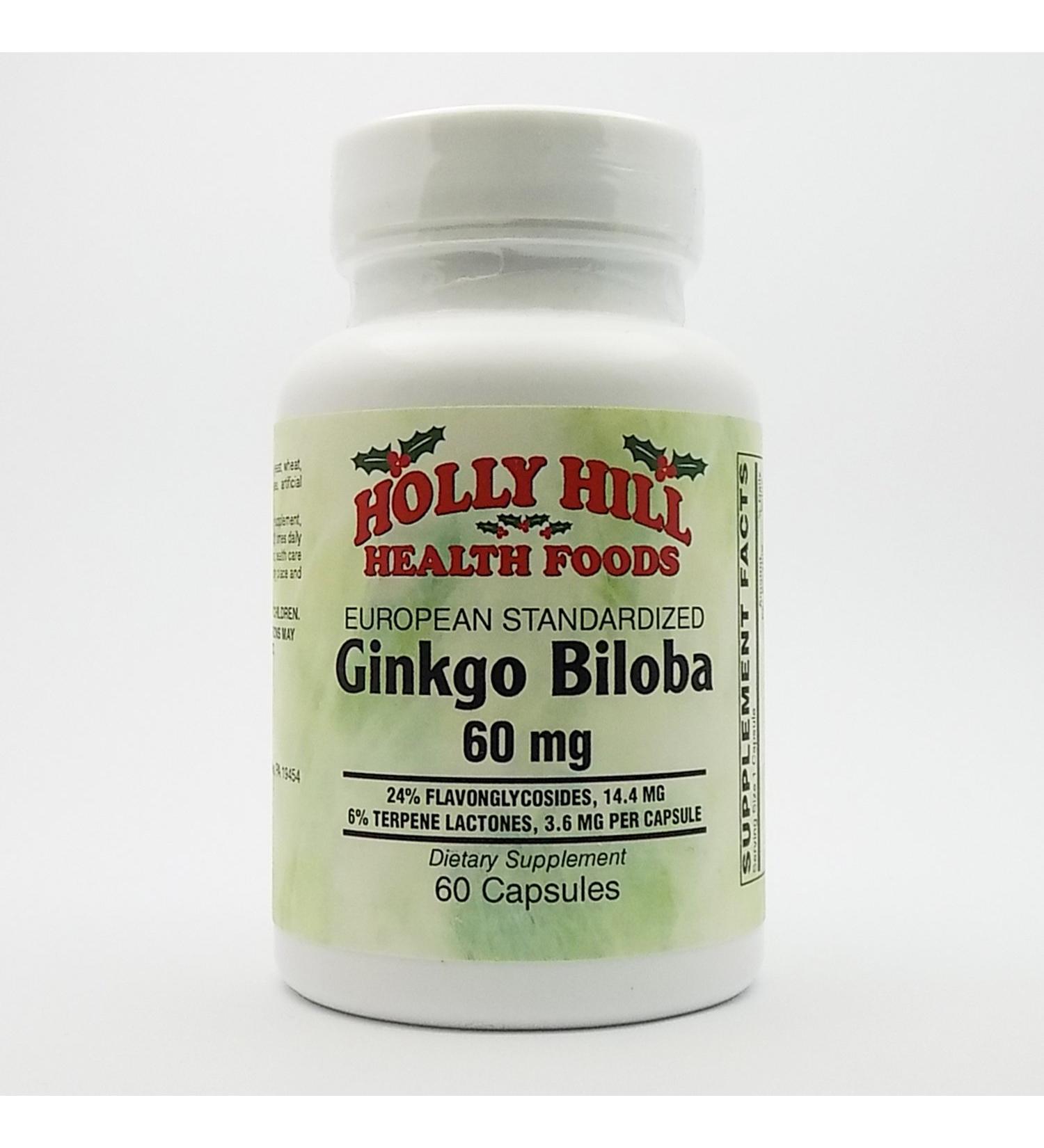 Holly Hill Health Foods Ginkgo Biloba 60 MG 60 Capsules 60 Count (Pack of 1)
