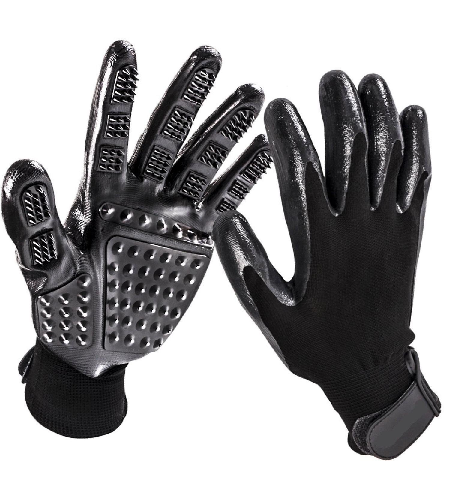 Bestbuy Pet Grooming Gloves - Improved Five Finger Design Rubber Glove Gentle Deshedding Brushes for Cats Dogs and Horses (Black) - Buy Online on GoSupps.com
