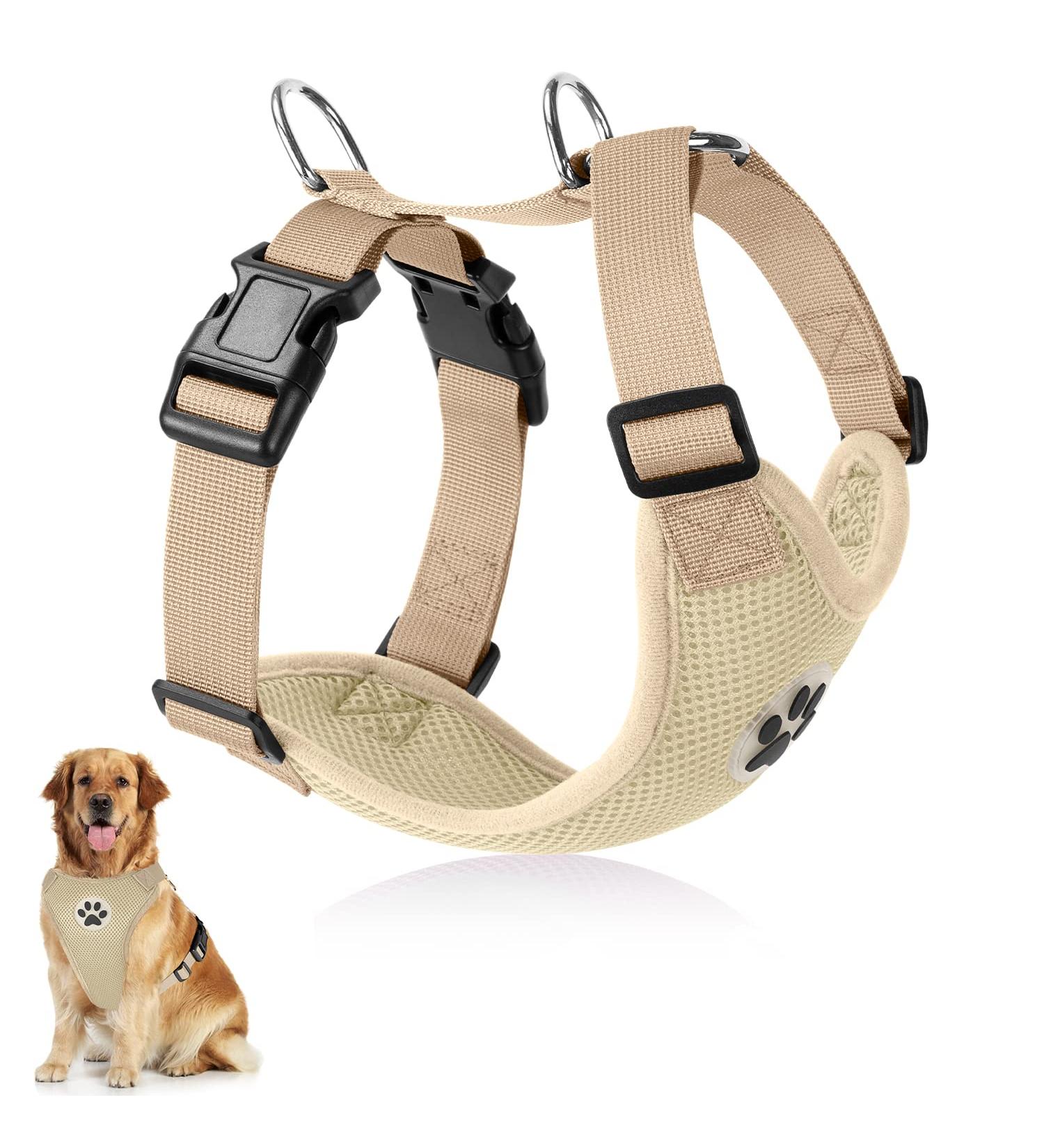 Slowton Dog Harness for Small to Medium Dogs | No-Pull Safety Harness | Soft & Breathable Beige Breast Harness - Buy Online on GoSupps.com