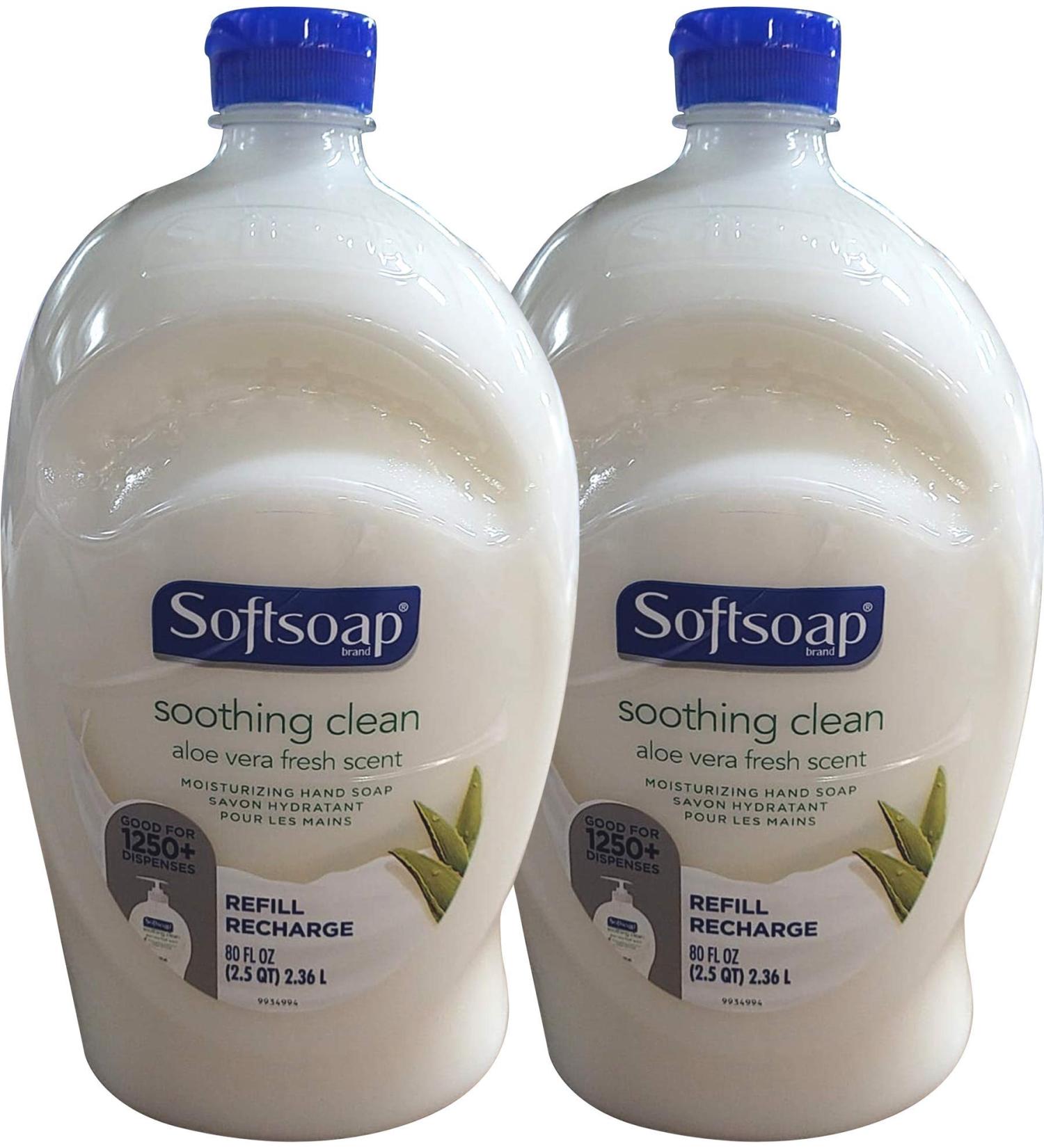 Softsoap Hand Soap Soothing Aloe Vera Moisturizing Hand Soap Refill Twin Pack (Total 160 Fl. Oz 80 Fl. Oz x 2)