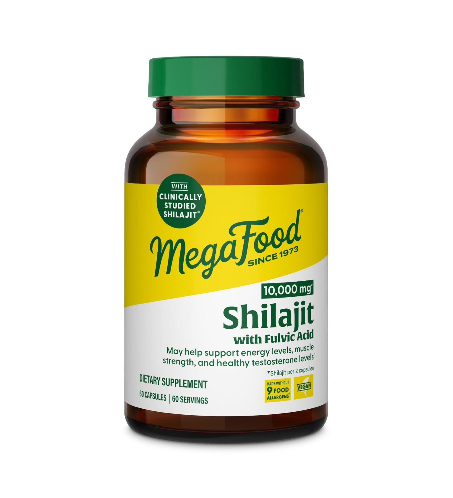 MegaFood Shilajit 10 000mg with Fulvic Acid - Shilajit for Men & Women - May Help Support Healthy Testosterone Levels Muscle Strength & Energy Levels - Vegan Gluten Free 60 Capsules 30 Day Supply - Buy Online on GoSupps.com