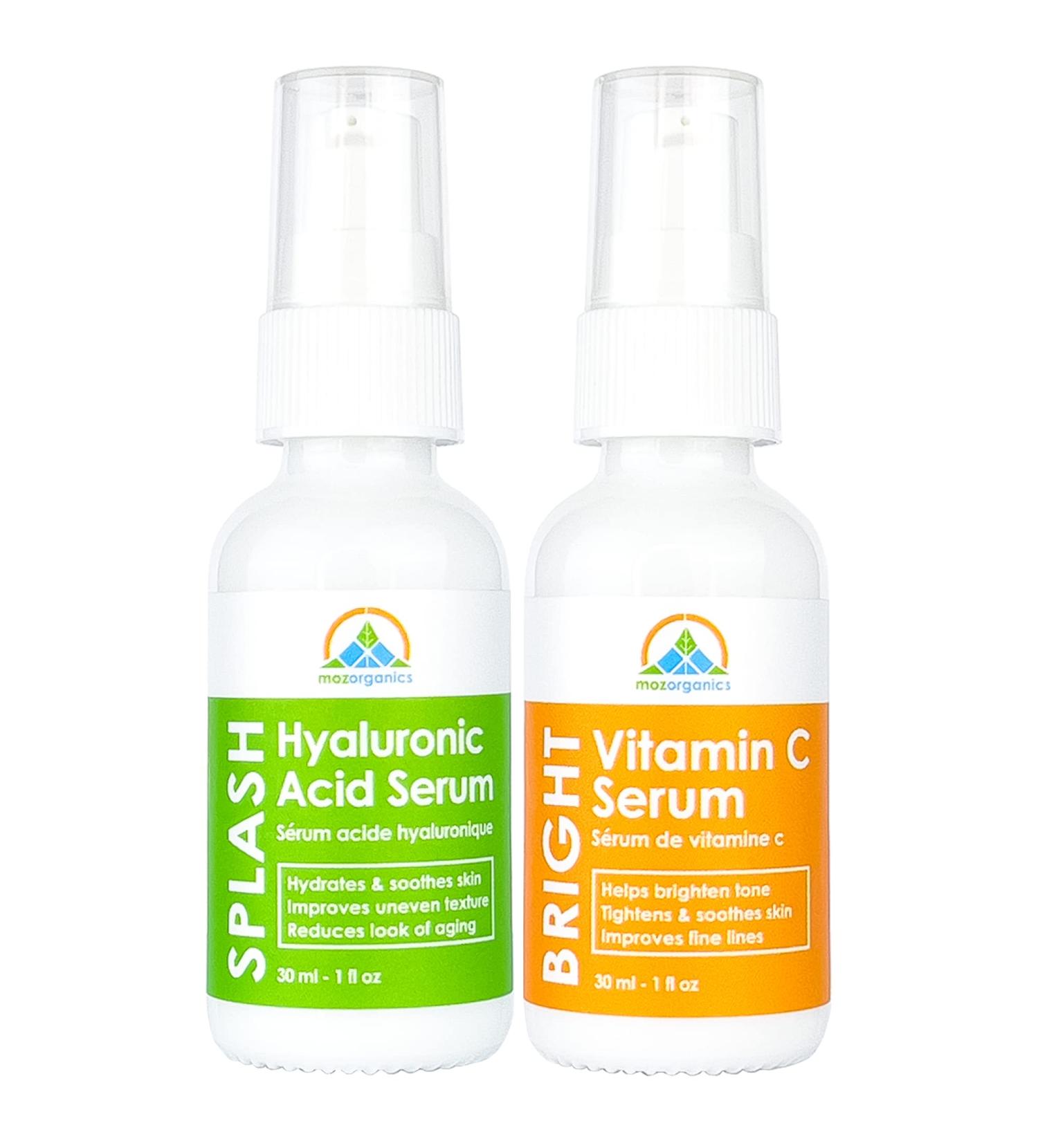 Skincare Gift Set - Vitamin C & Hyaluronic Acid Serum Kit for Anti-Aging Hydration & Skin Tightening - 1oz - Buy Online on GoSupps.com