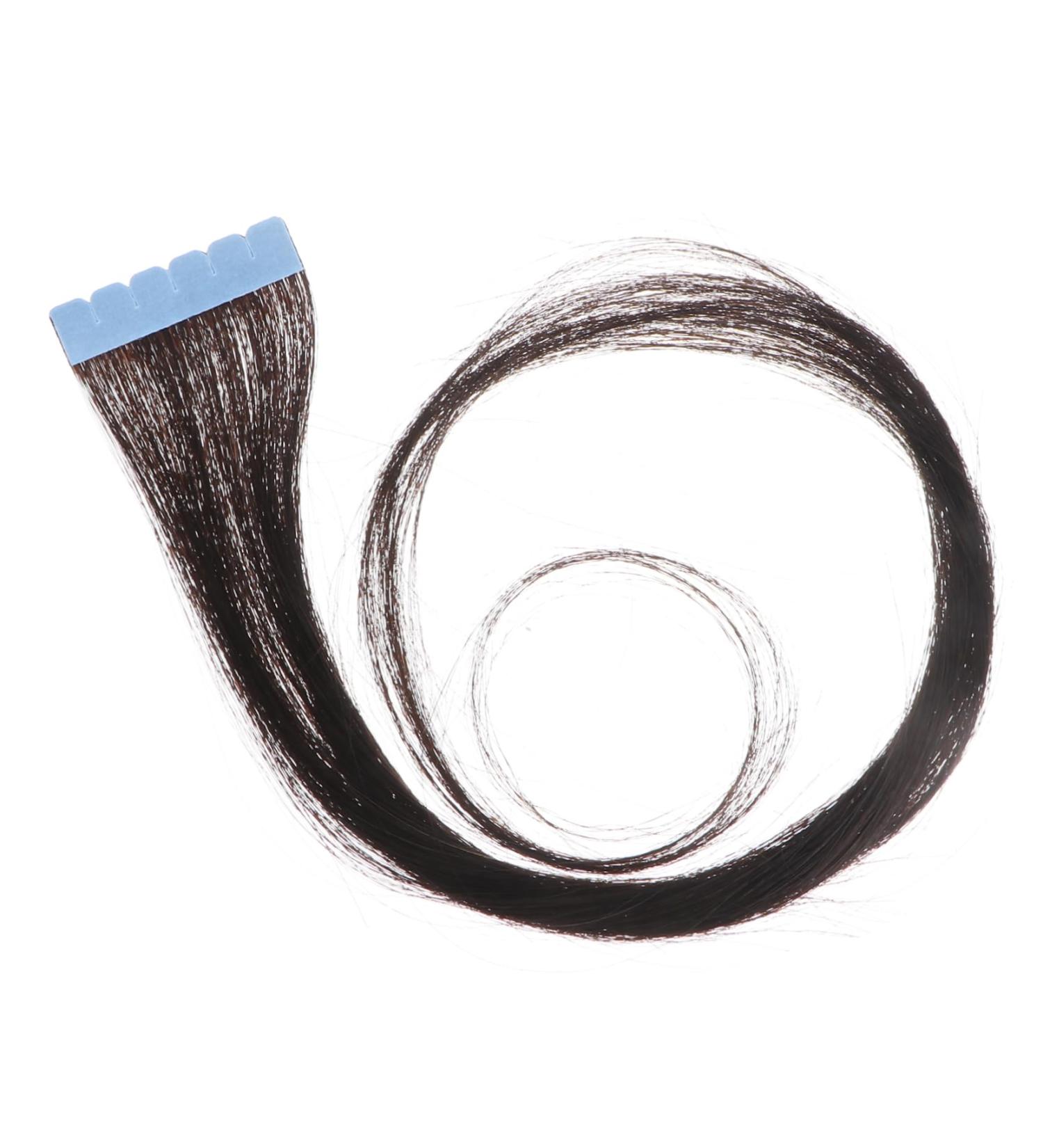 POPETPOP brown hair clip in hair extensions hair ties for women seamless hair extension beaded hair extensions human hair black real hair extensions full head clip Miss straight hair tape medium Black - Buy Online on GoSupps.com