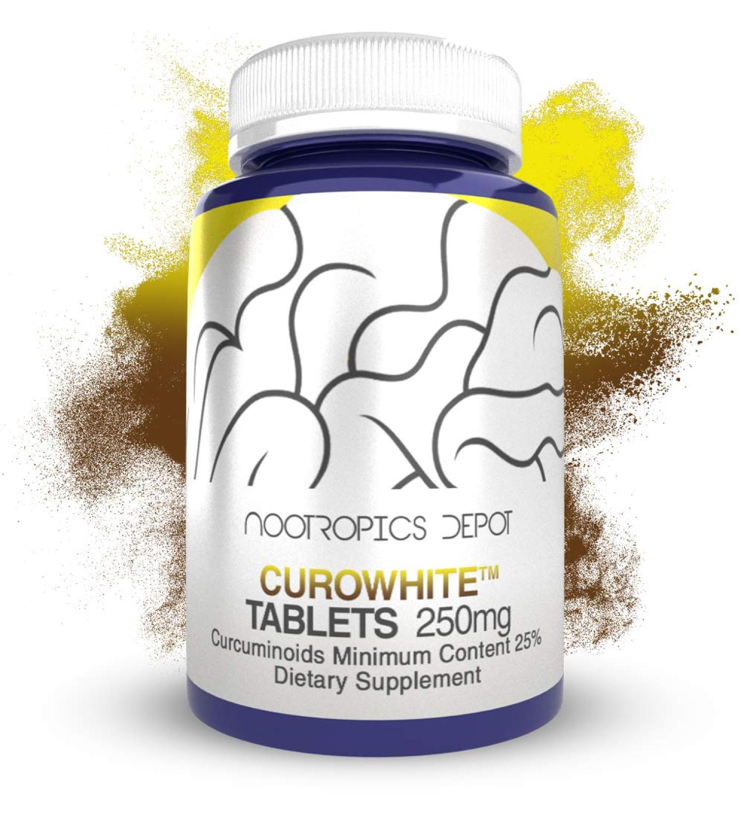 Nootropics Depot CuroWhite Curcumin Extract Tablets | 250mg | 60 Count | Highly Bioavailable Curcumin Extract | Minimum 25% Curcuminoid Content | Tetra Hexa and Octa Hydro Curcuminoids Combination 60 Count (Pack of 1) - Buy Online on GoSupps.com