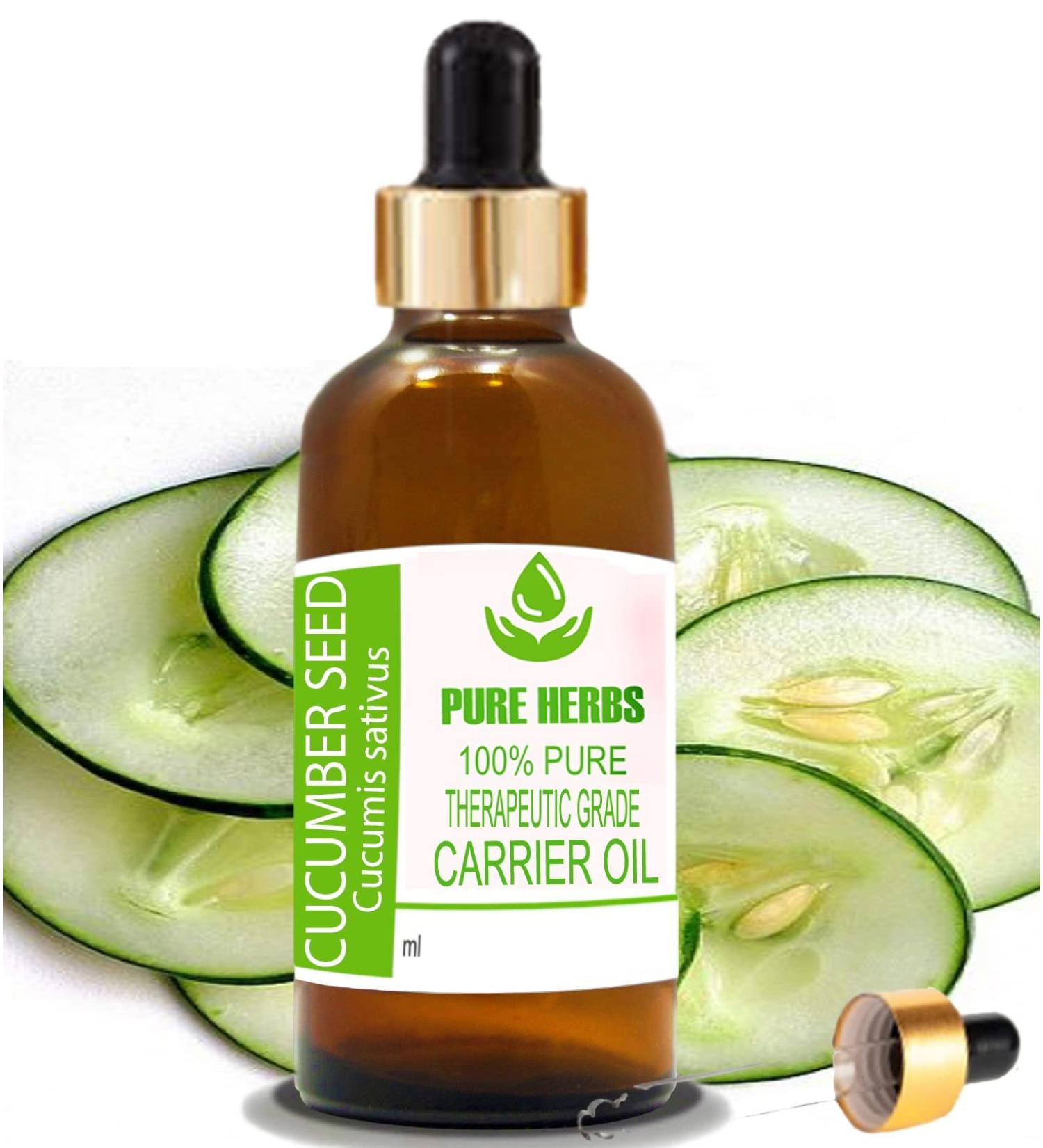 Pure Herbs Cucumber Seed Oil - 100% Natural Therapeutic Carrier Oil 30ml | International Shipping Available - Buy Online on GoSupps.com