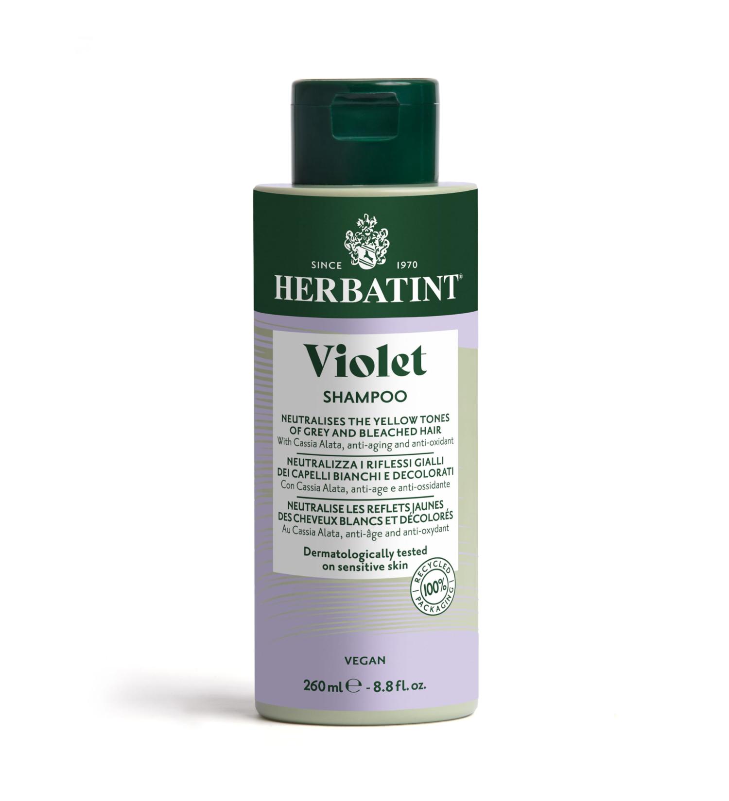 Herbatint Shampoo Violet Anti-Yellow Shampoo - 260 ml | Specific for White or Bleached Hair | Fights Yellowing Nourishes Protects and Brightens Hair Vegan - Buy Online on GoSupps.com